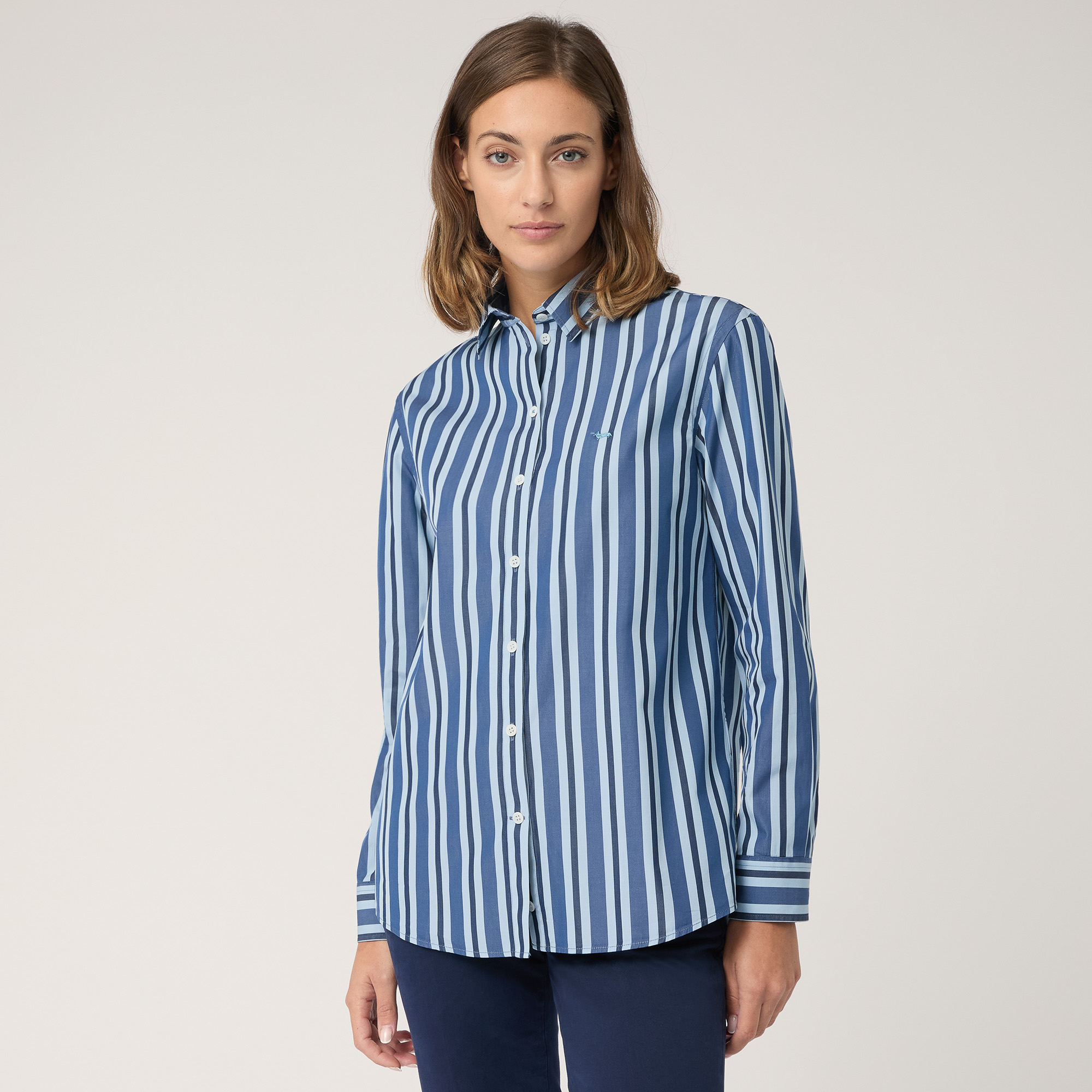 Camicia Morbida A Righe, Blu, large image number 0