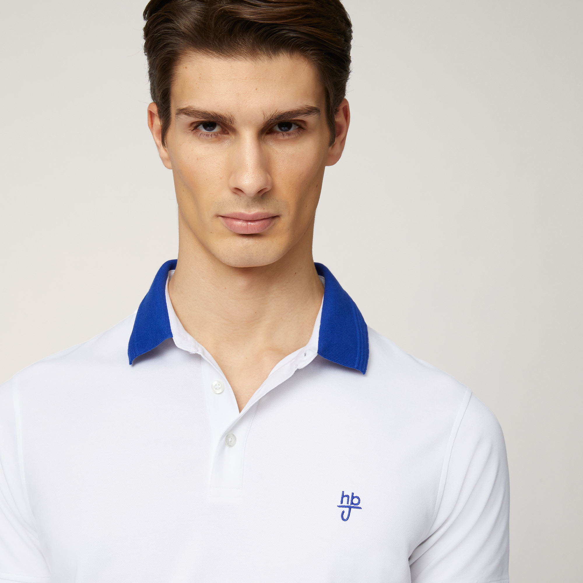 Polo with Contrasting 3D Collar, White, large image number 2