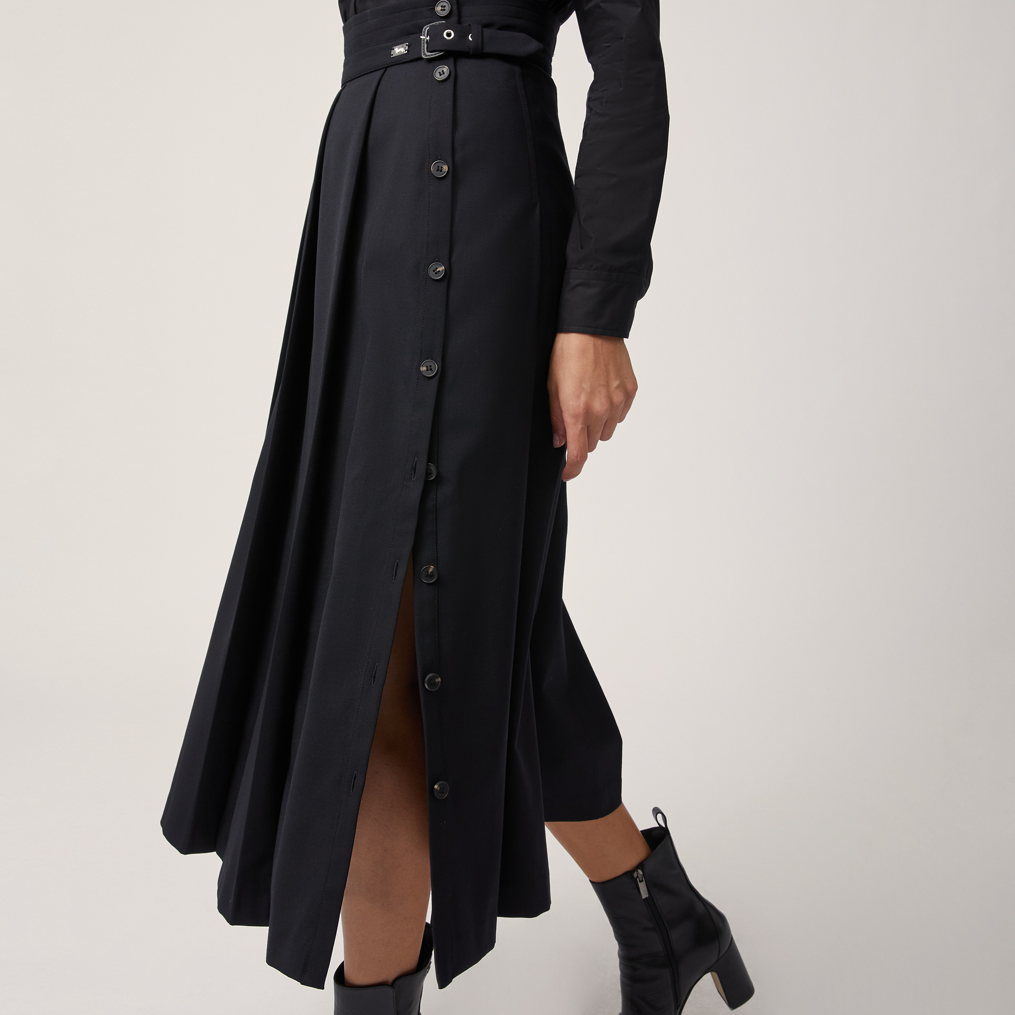 Long Skirt with Maxi Pleats, Black , large image number 2