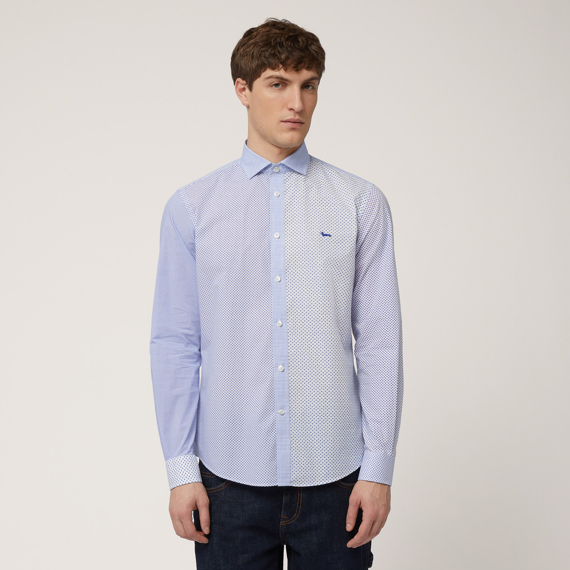 Shirt with a Mix of Fabrics, Light Blue, large image number 0