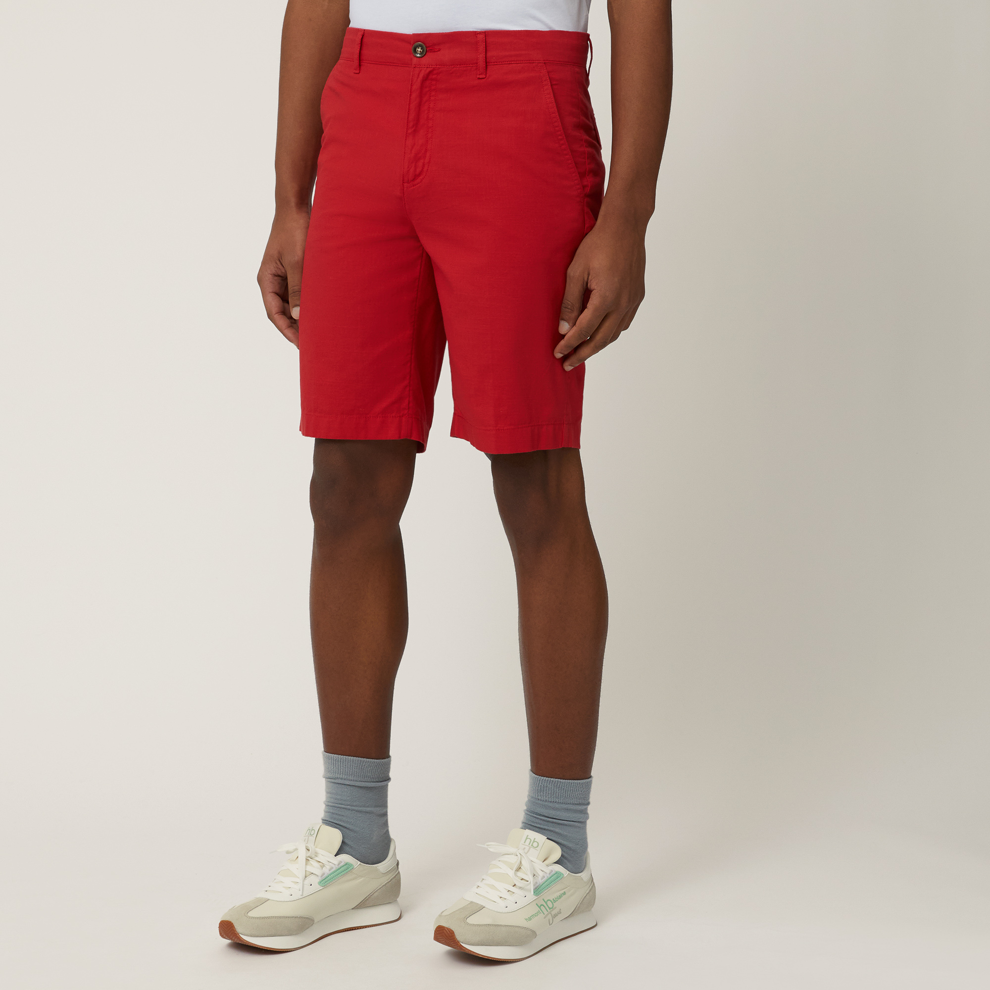 Multi-Pocket Cotton Shorts, Red, large