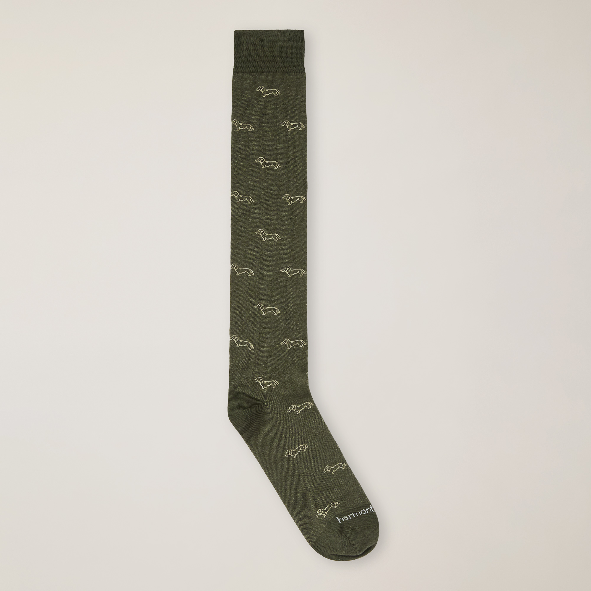 All-Over Dachshund Long Socks, Military Green, large image number 0