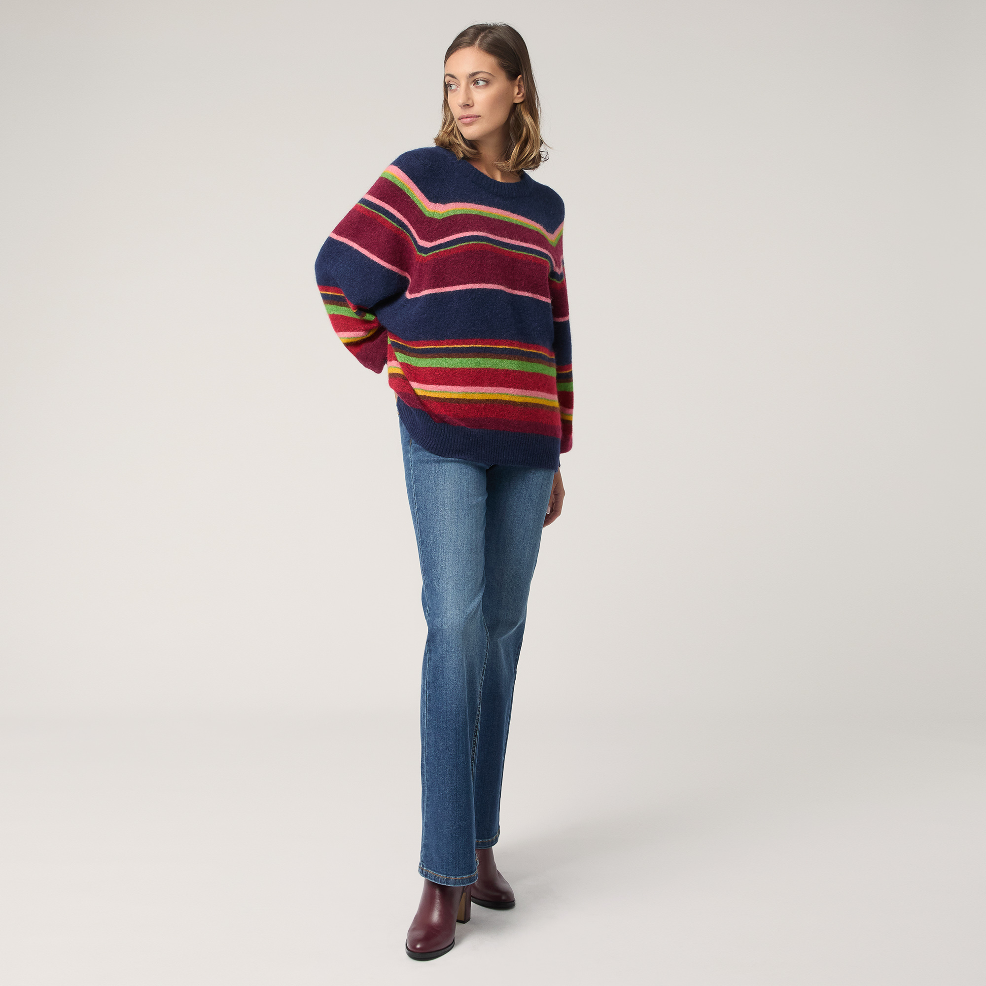 Multicolor Stripe Pullover, Blue, large image number 3