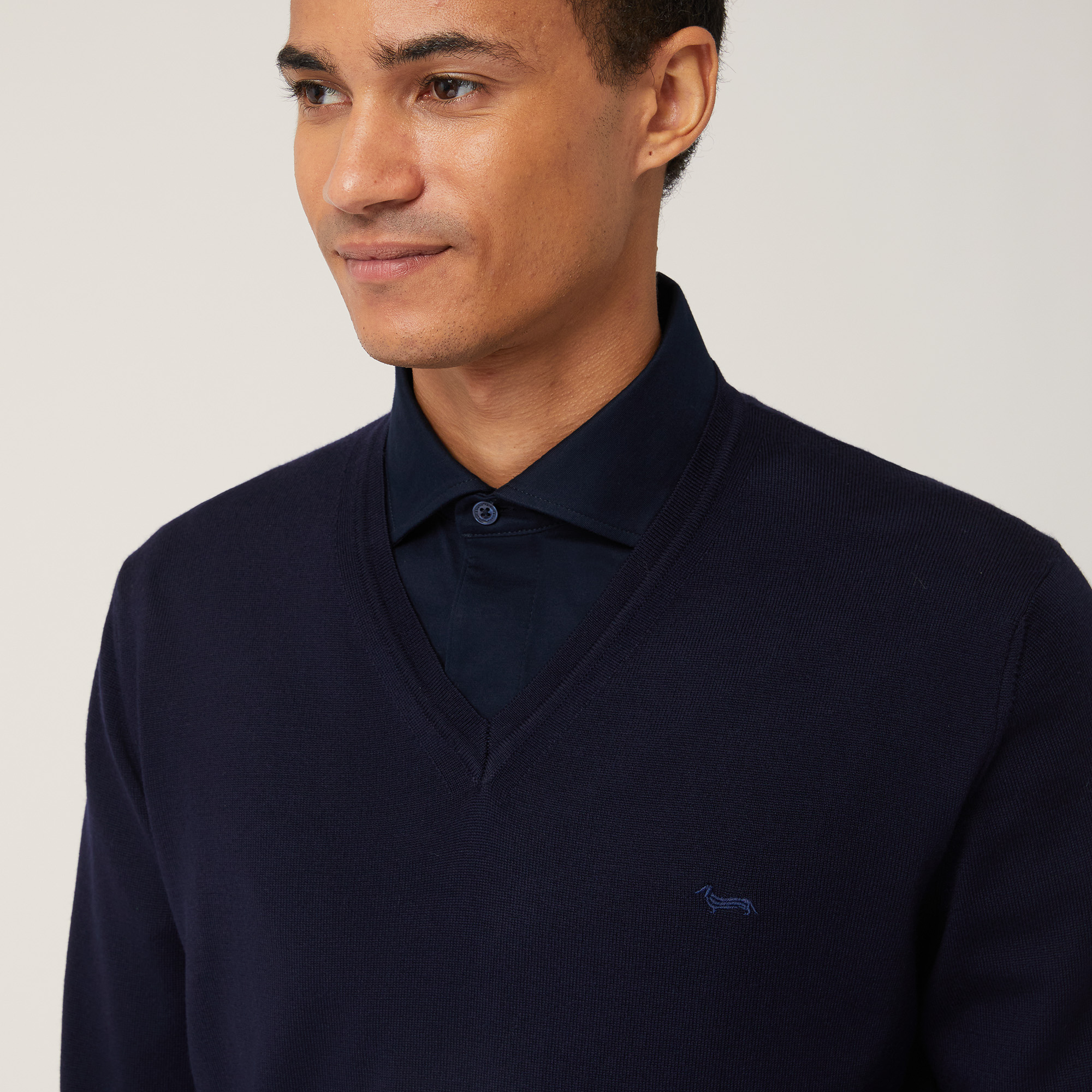 V-Neck Pullover, Blu, large image number 2