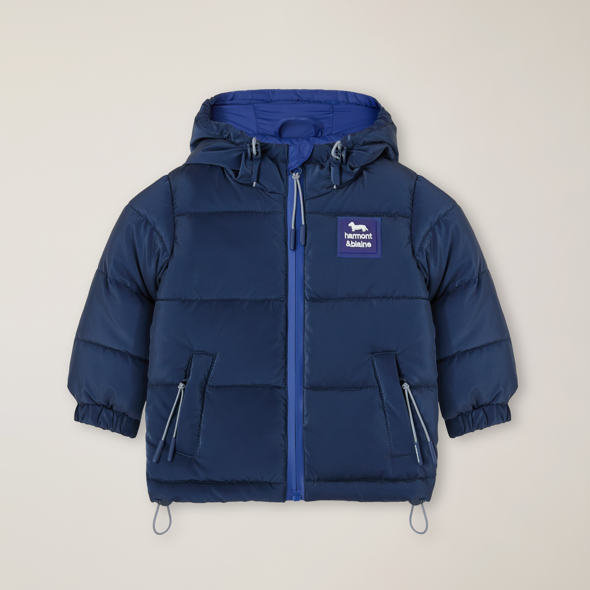 Matte Nylon Jacket With Hood And Logo Patch