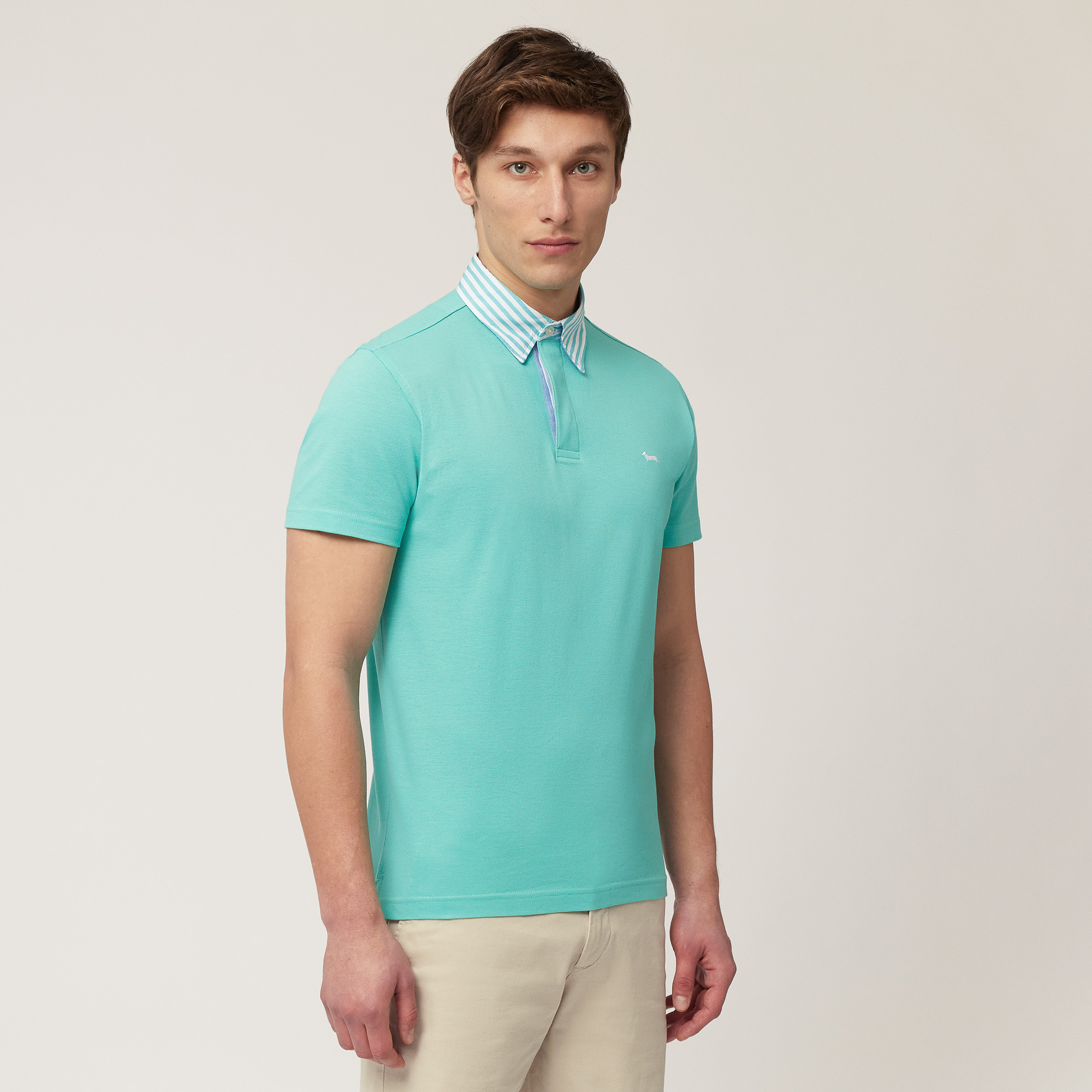 Vietri Polo with Striped Collar, Turquoise, large image number 0