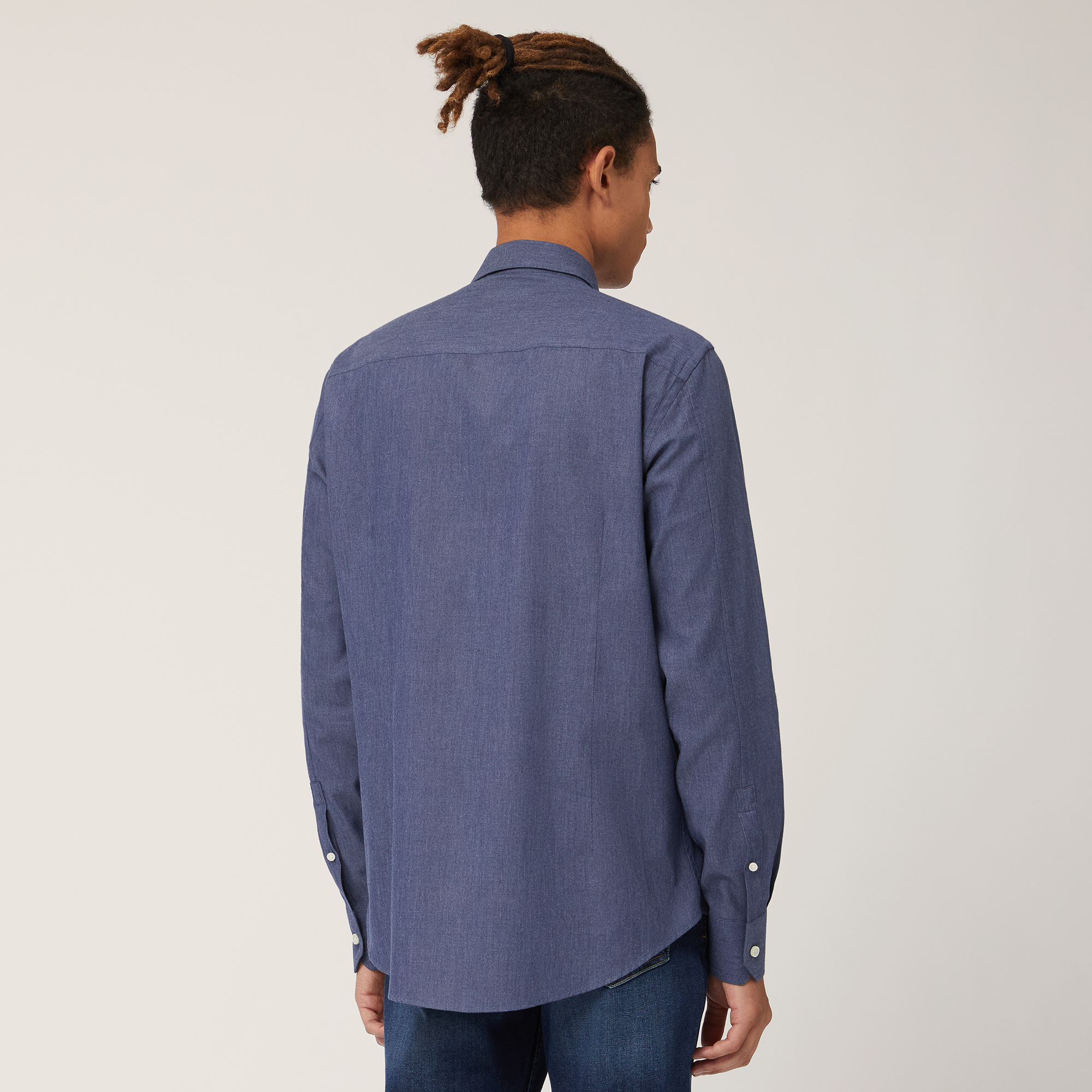 Camicia Narrow Fit In Cotone, Blu Denim, large image number 1