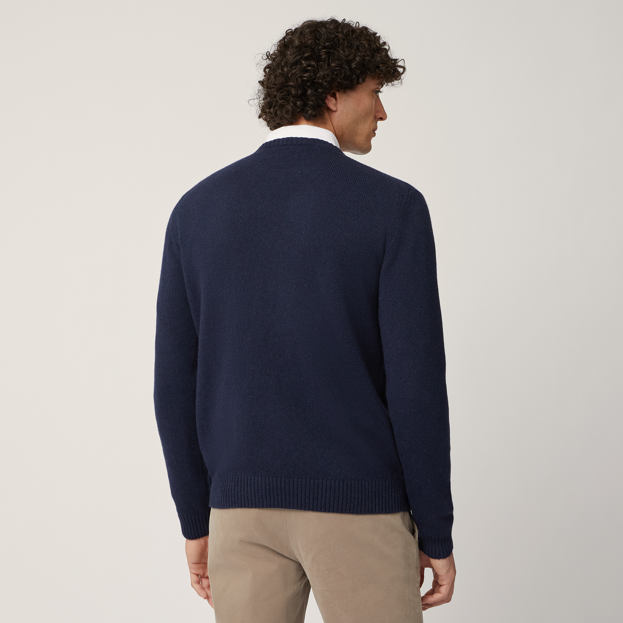 Wool-Blend Crew-Neck Pullover, Blu, large image number 1