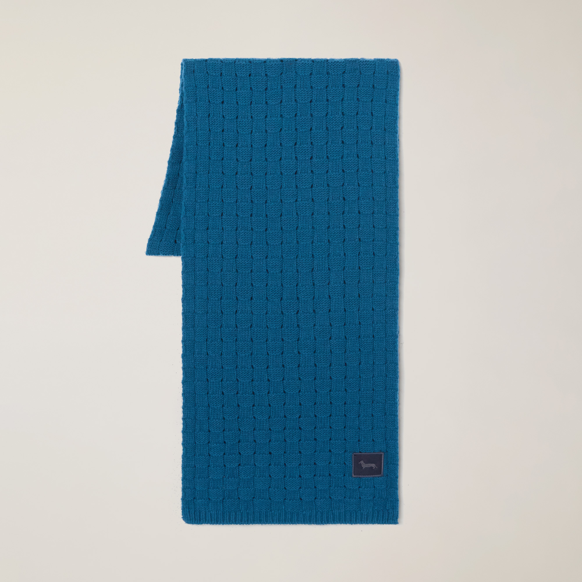 Scarf with Woven Checks, Blu, large image number 0