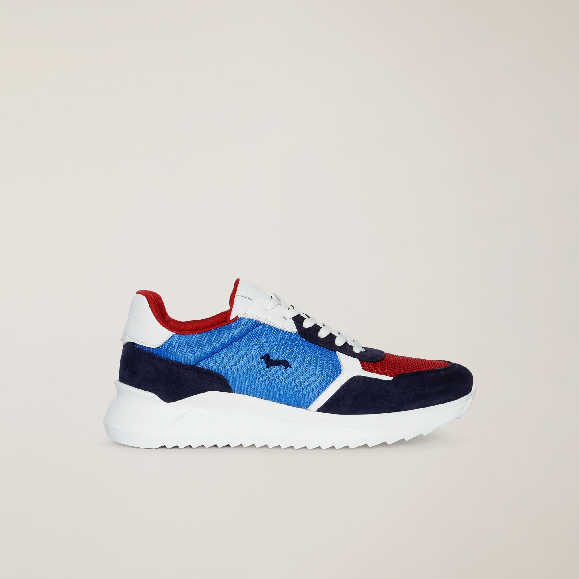 Sneakers Mélange De Matières, Bleu/Rouge, large
