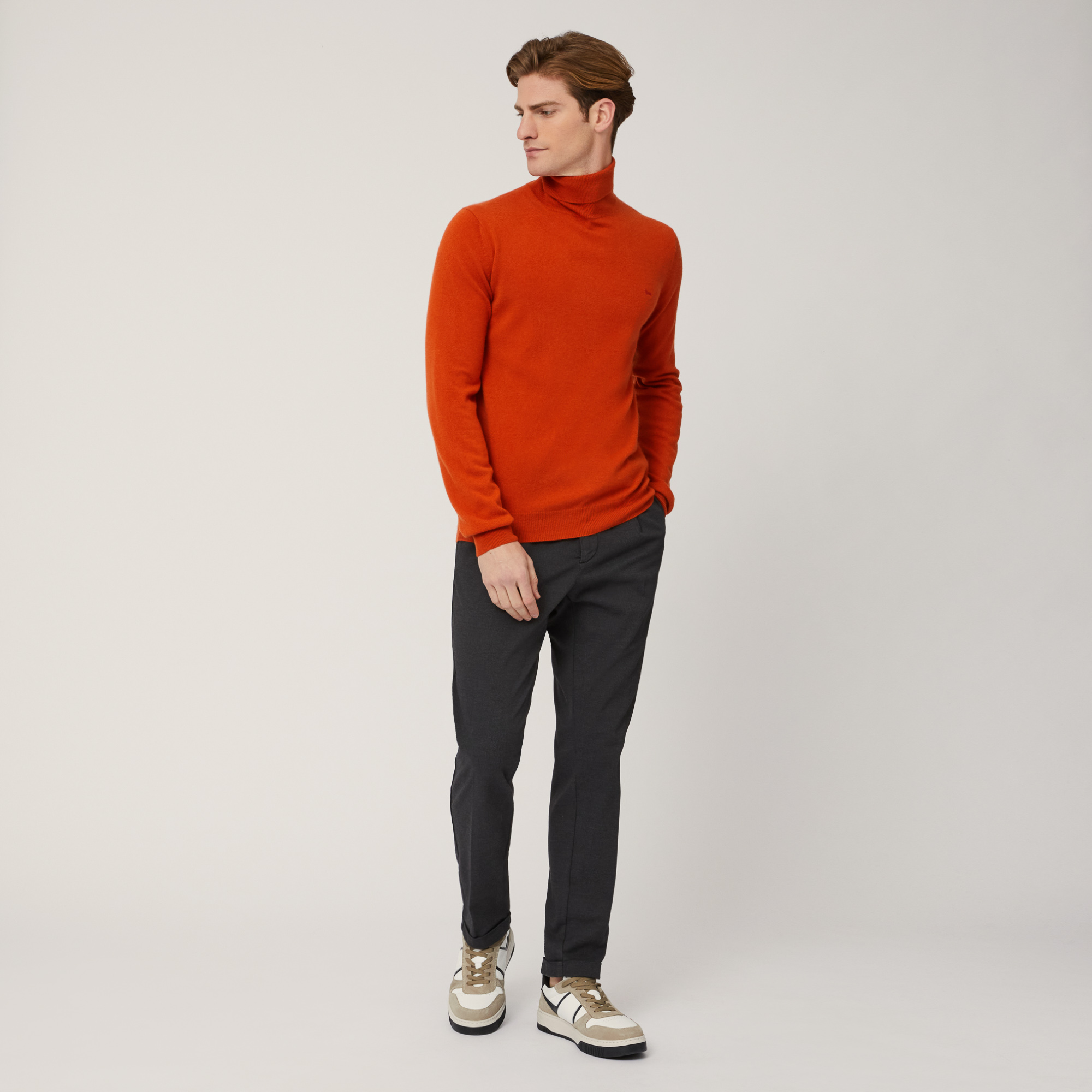 Pure Cashmere Turtleneck Sweater, Orange , large image number 3