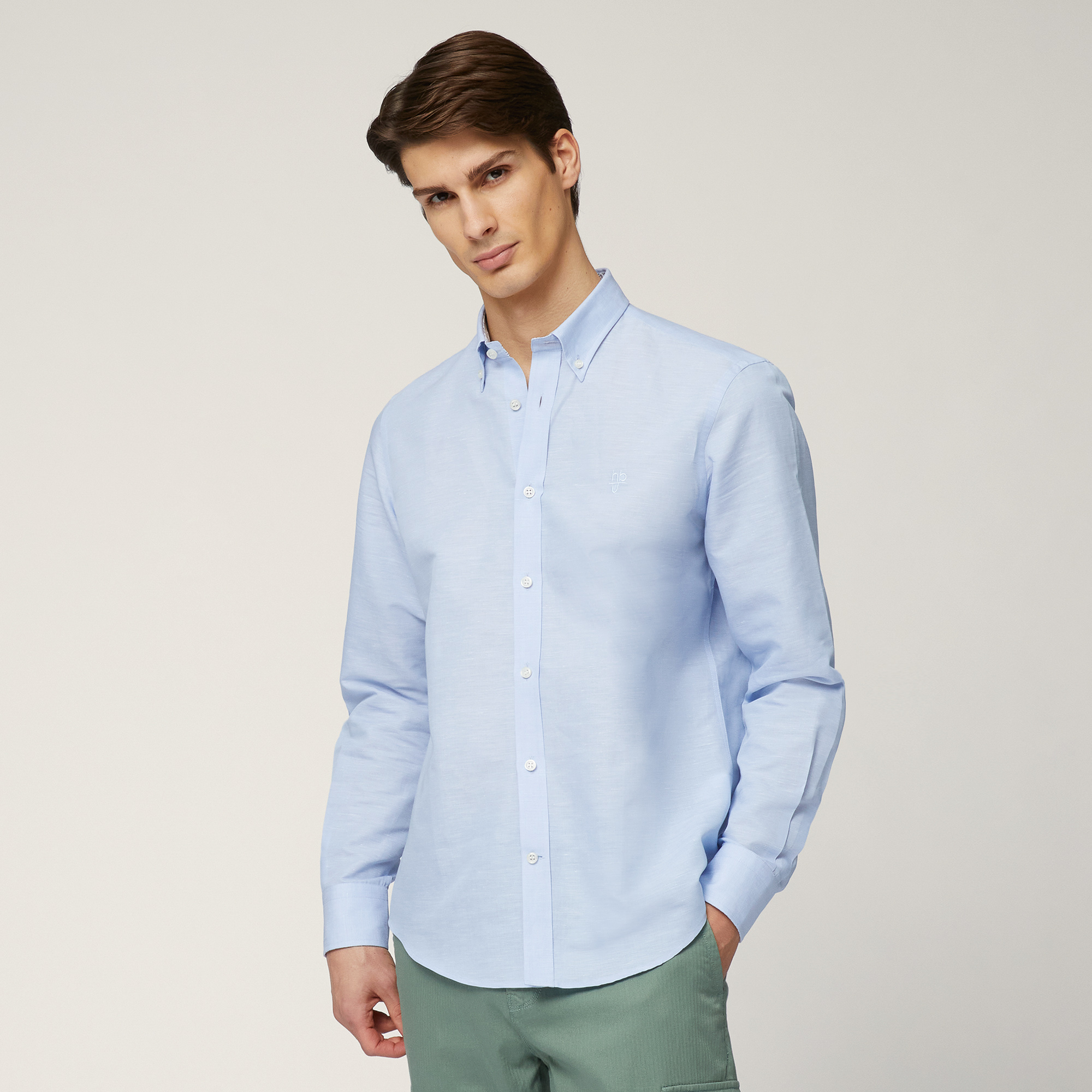 Camicia In Cotone Fiammato, Azzurro Sport, large image number 0