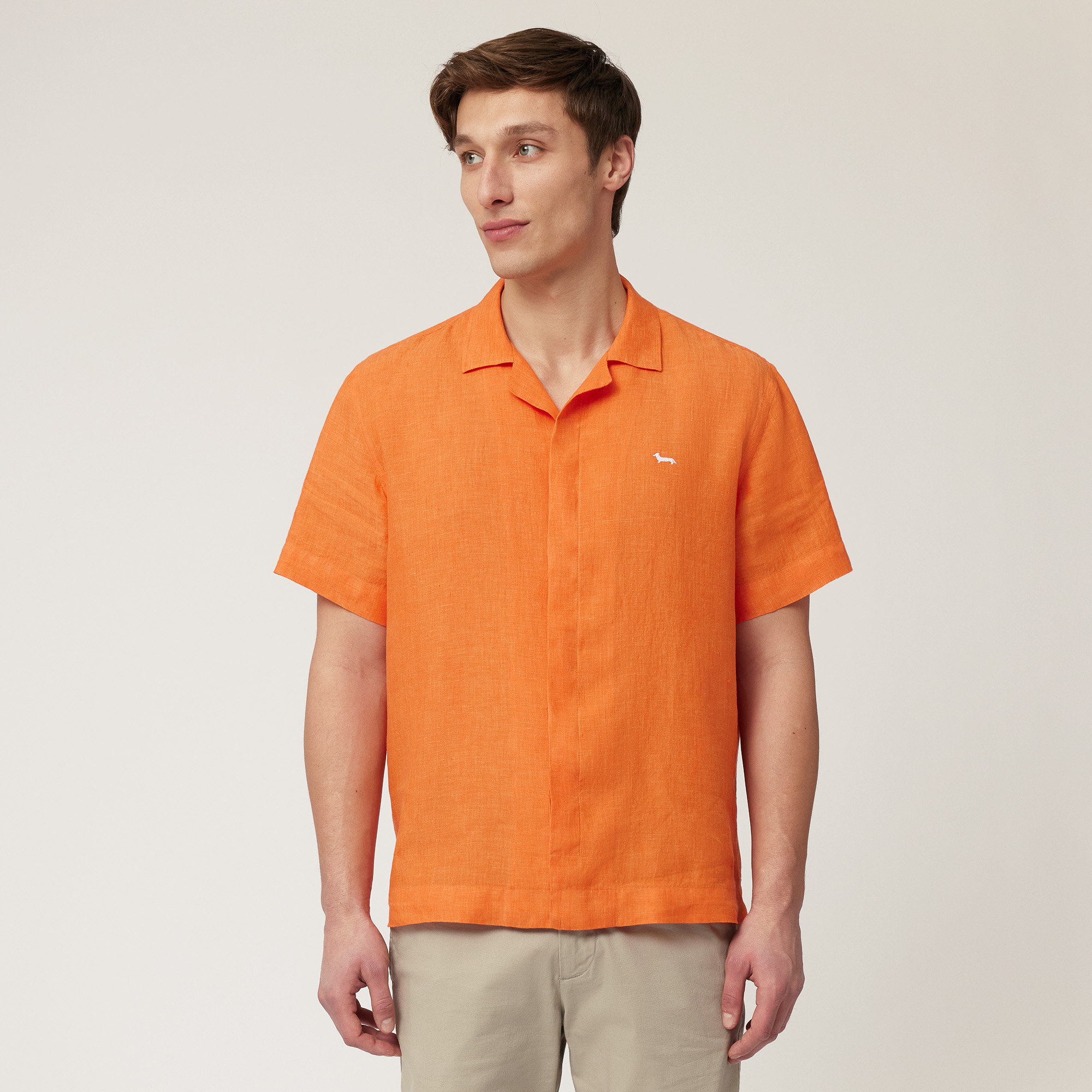 Camisa bowling de lino, Naranja, large image number 0