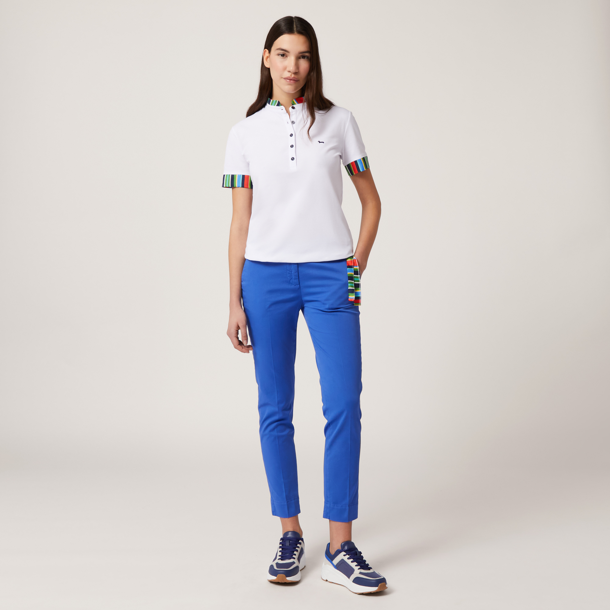 Polo with Mandarin Collar, White, large image number 3