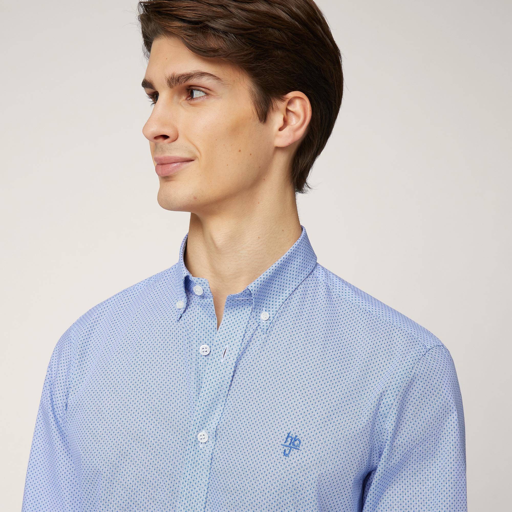 Camicia Regular In Puro Cotone, Blu Elettrico, large image number 2