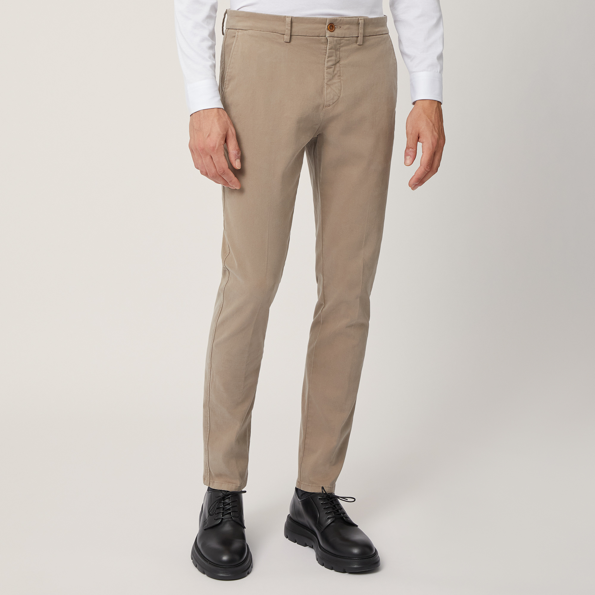 Narrow Fit Chino Pants, Beige, large image number 0