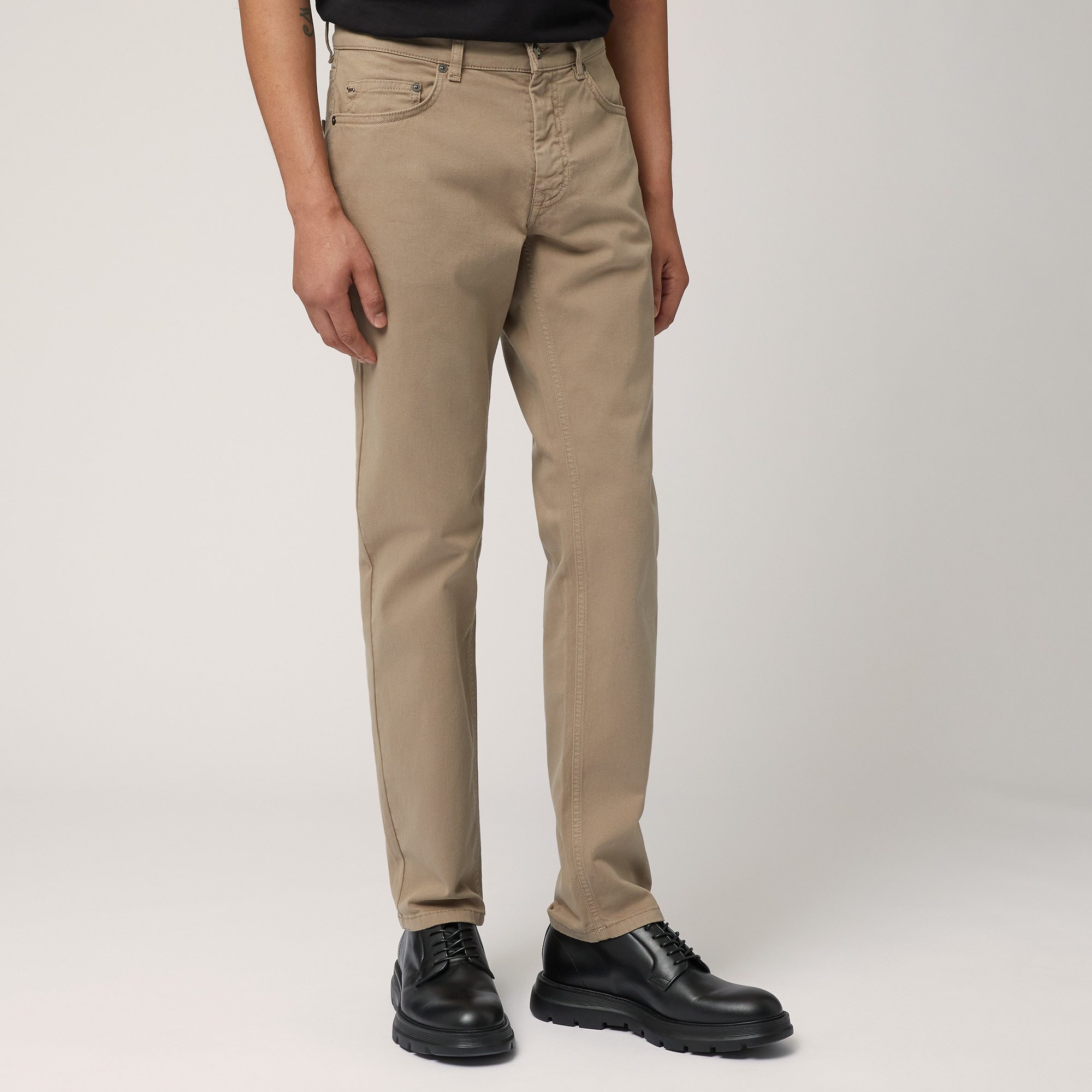 Narrow Five-Pocket Pants, Beige, large image number 0