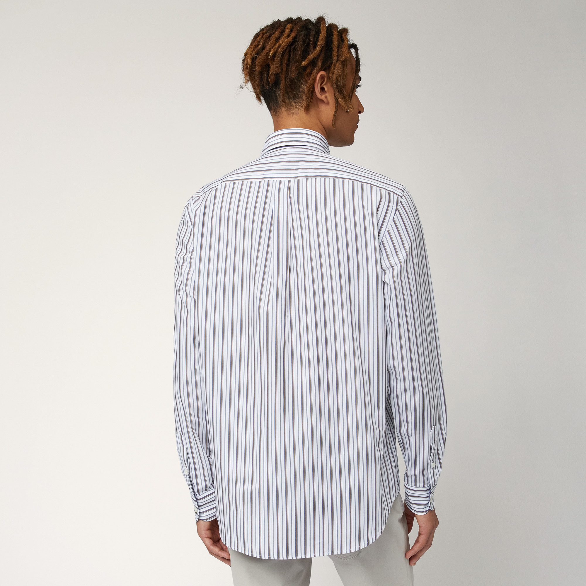 Vertical-Striped Shirt, Beige, large image number 1