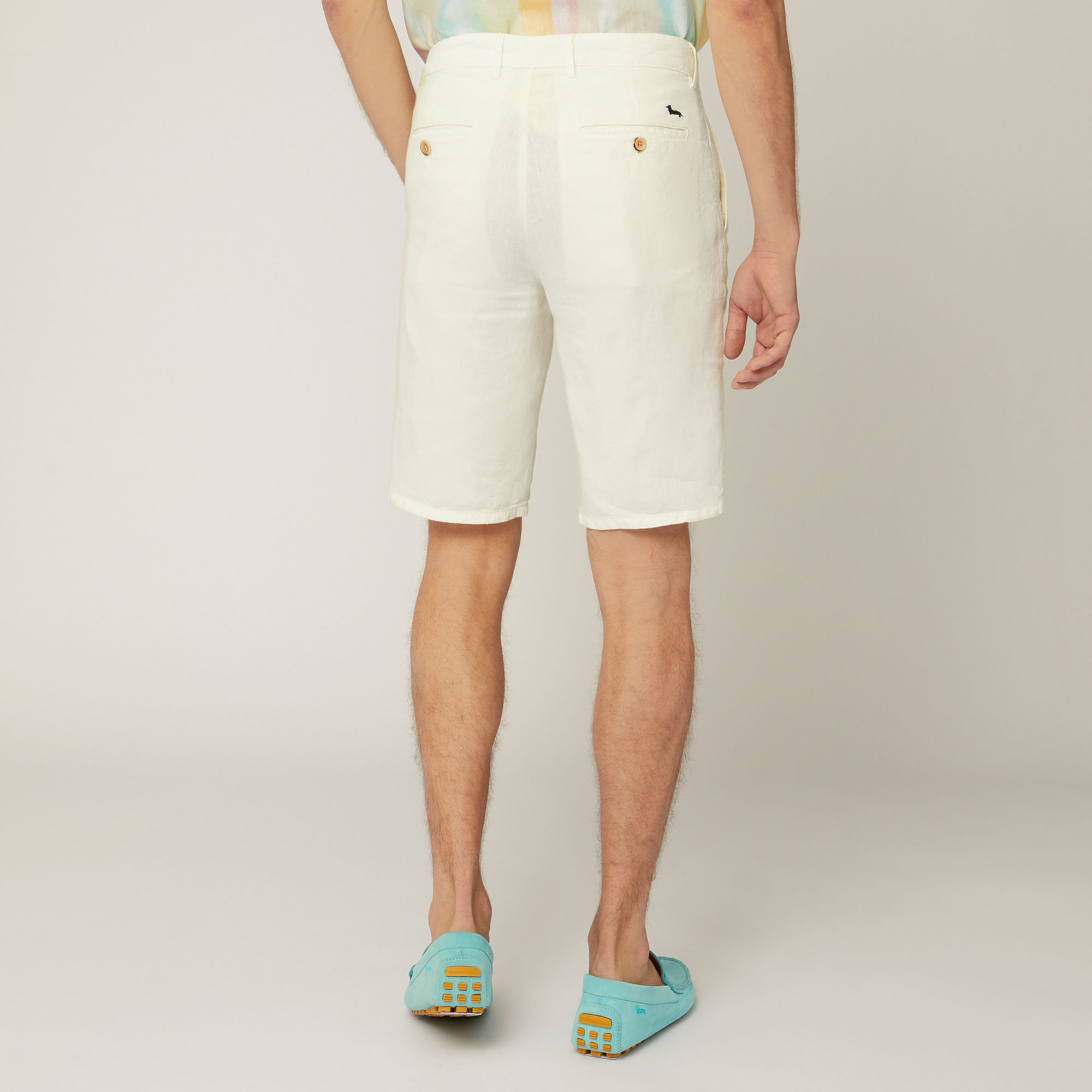 Linen Regular Bermuda Shorts, Beige, large image number 1