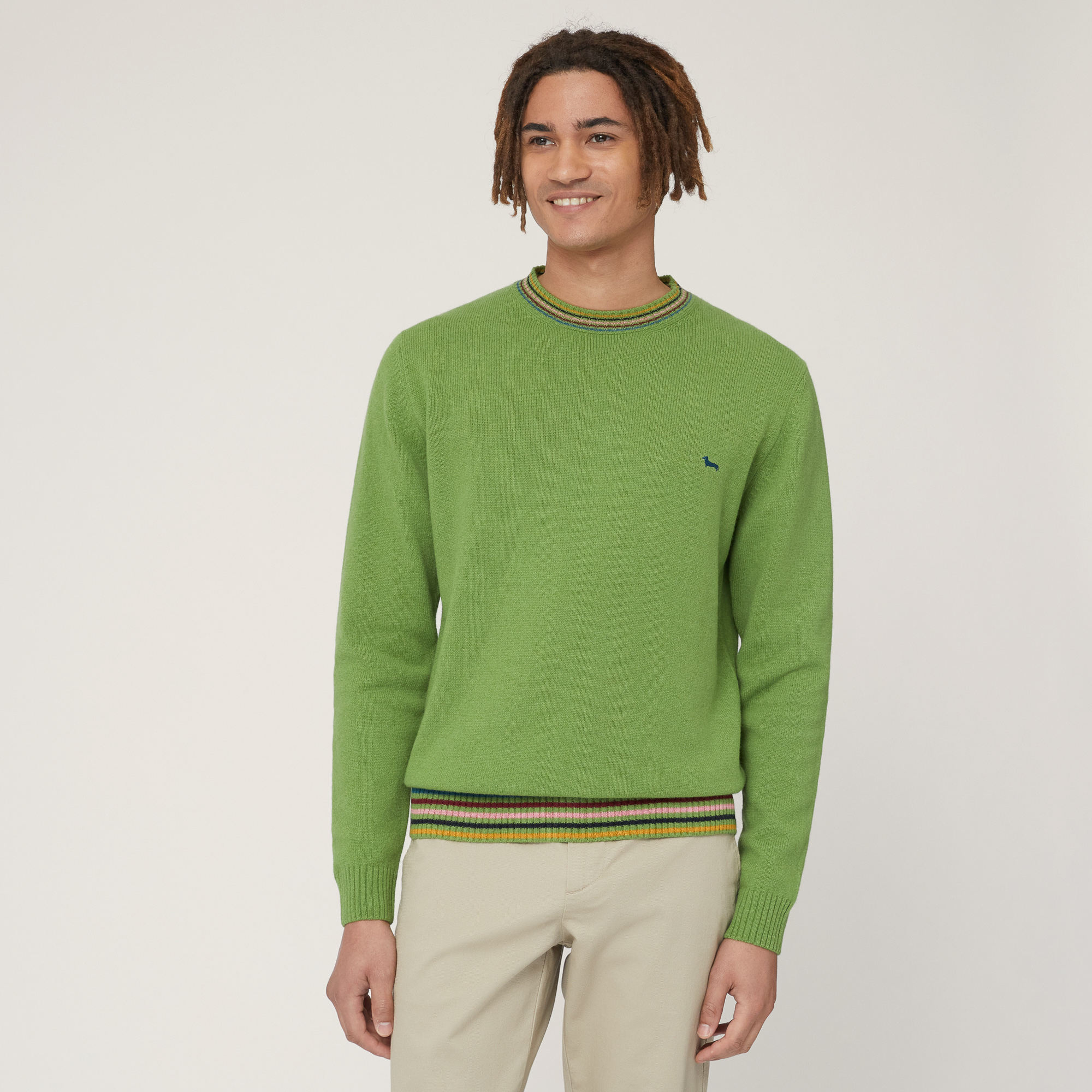 Pullover with Striped Edges