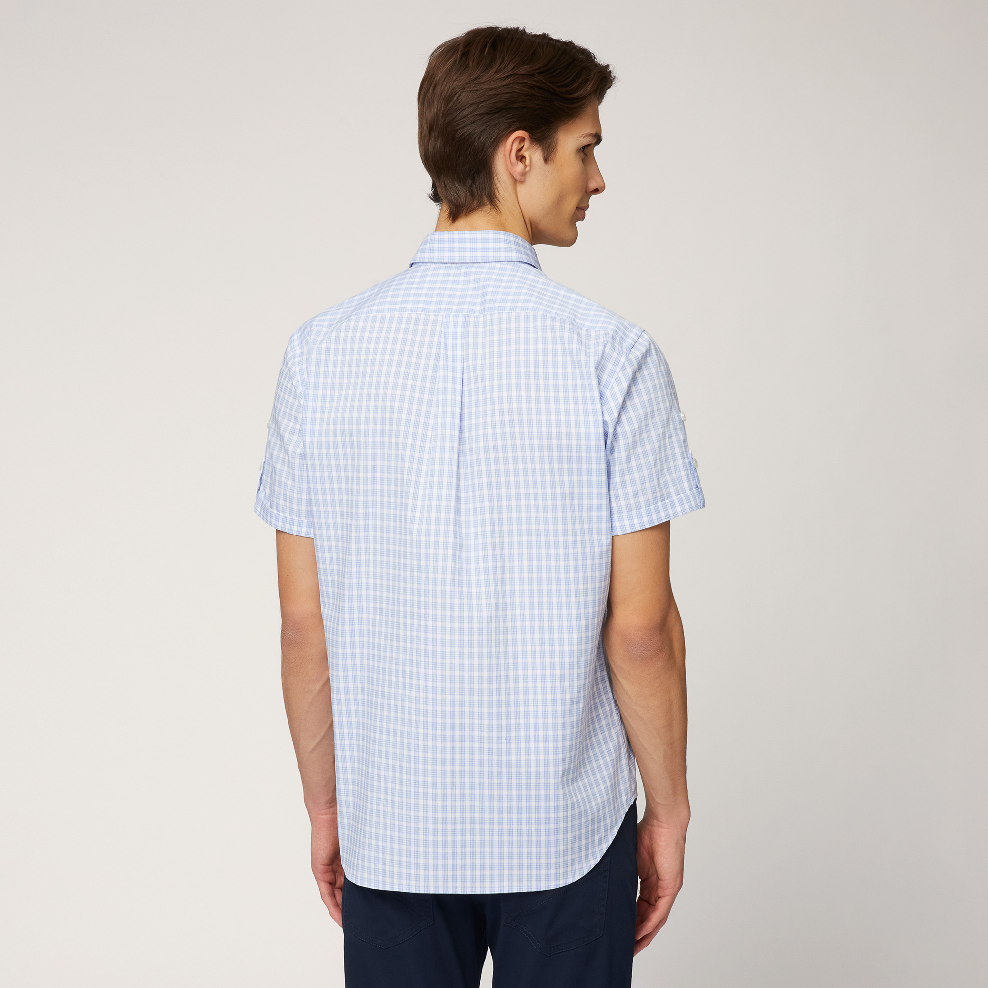 Check Short-Sleeved Shirt, Sport Blue, large image number 1