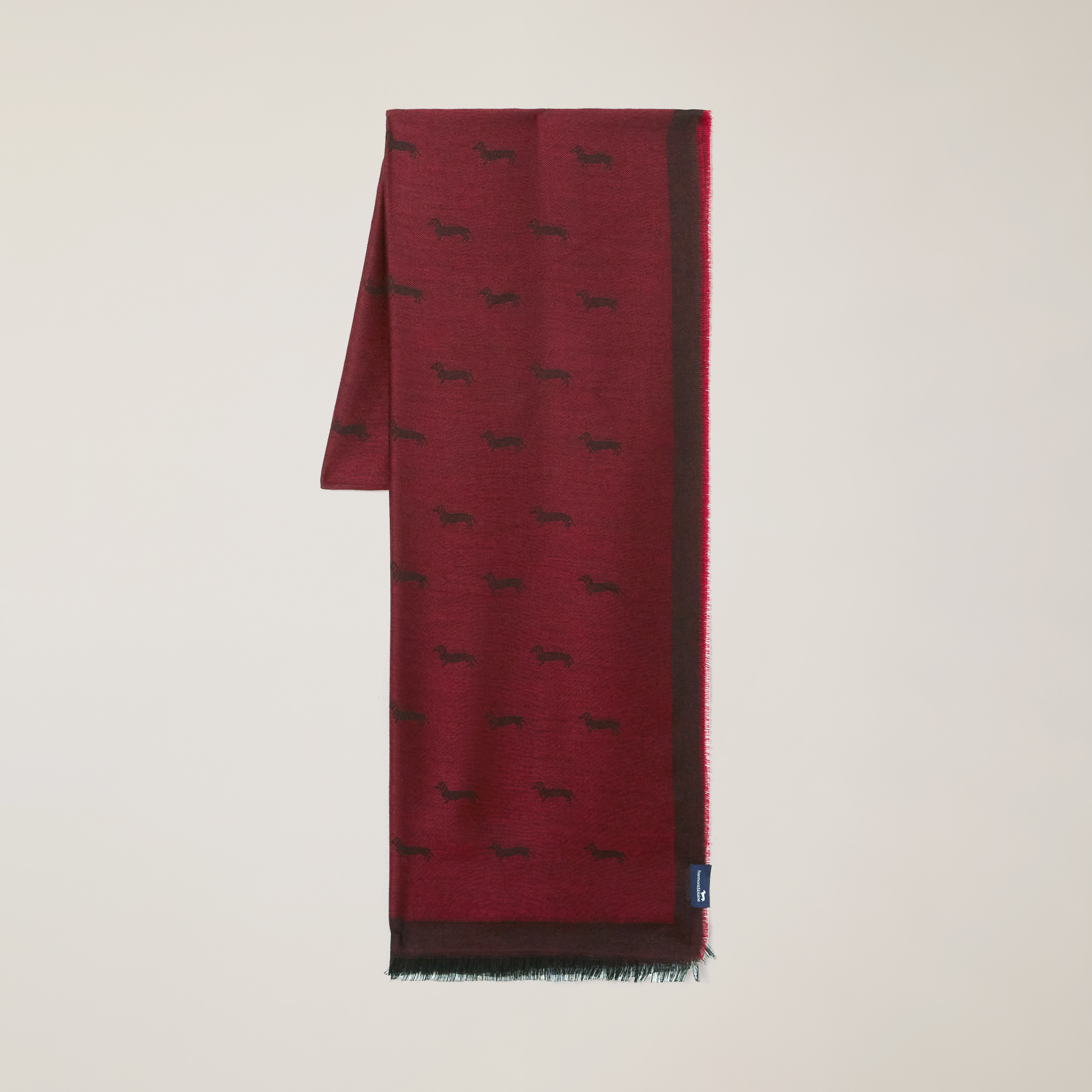 Pashmina con motivo integral de teckels, Rosso, large