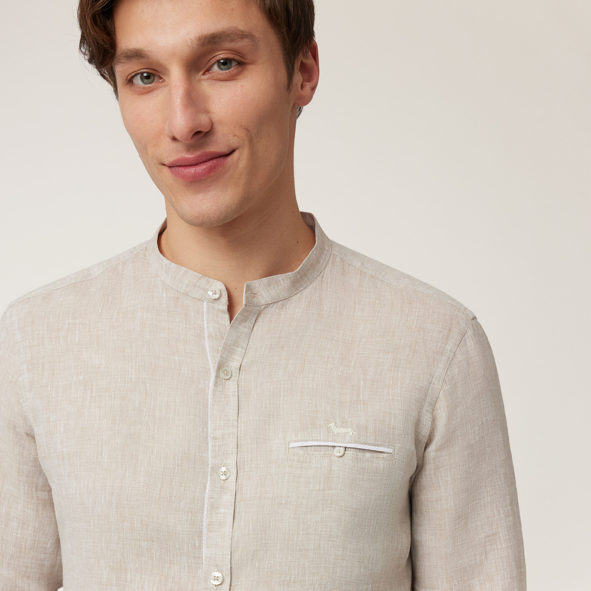 Shirt with Mandarin Collar, Beige, large image number 2