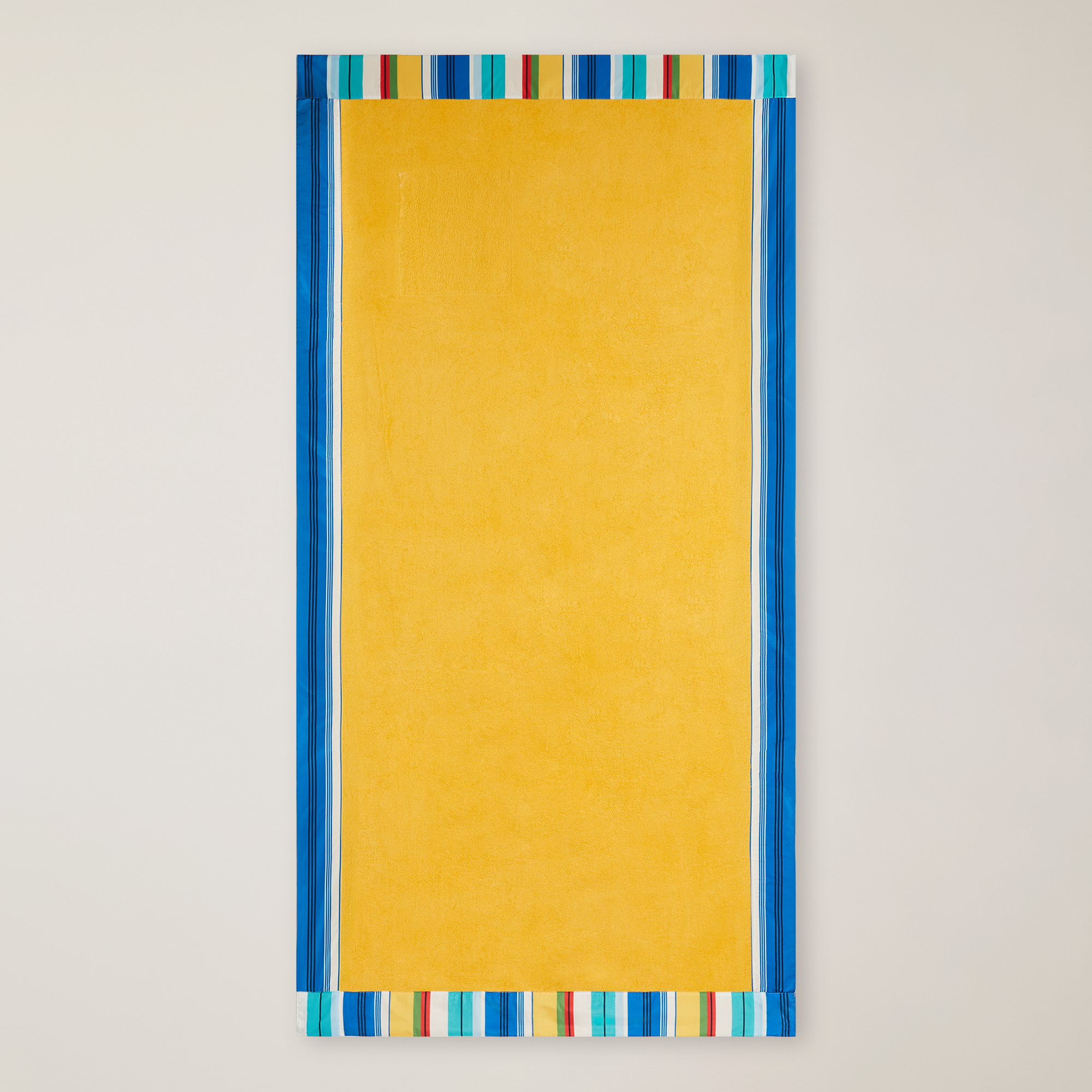 Multicolor Trim Beach Towel, Canary Yellow, large image number 1