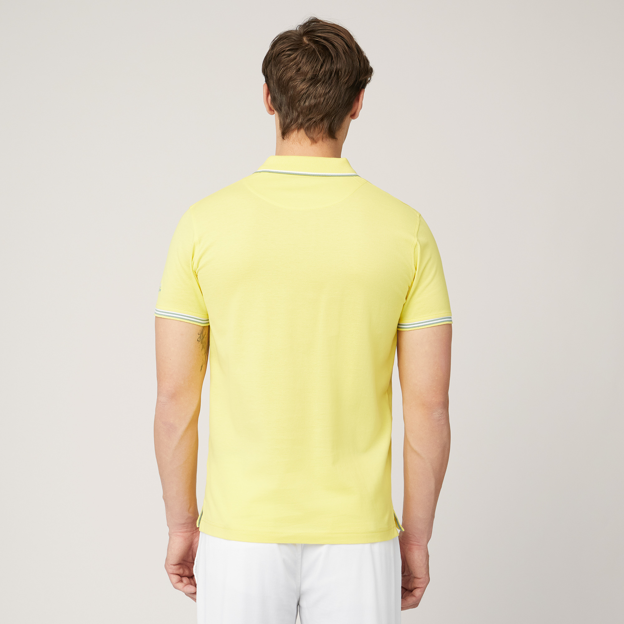 Polo with Contrasting Stripes, Lemon Yellow, large image number 1