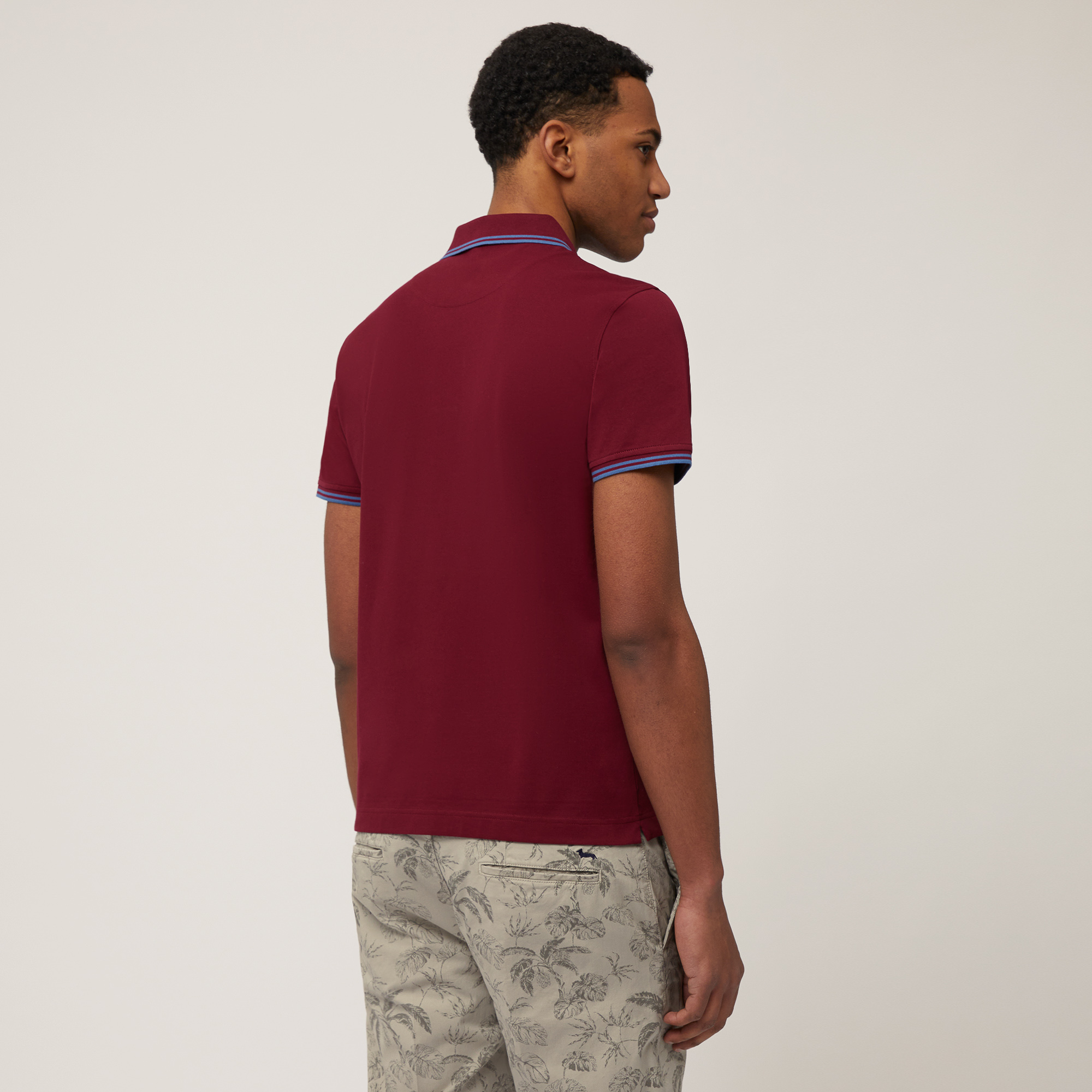 Polo with Striped Details, Burgundy, large image number 1