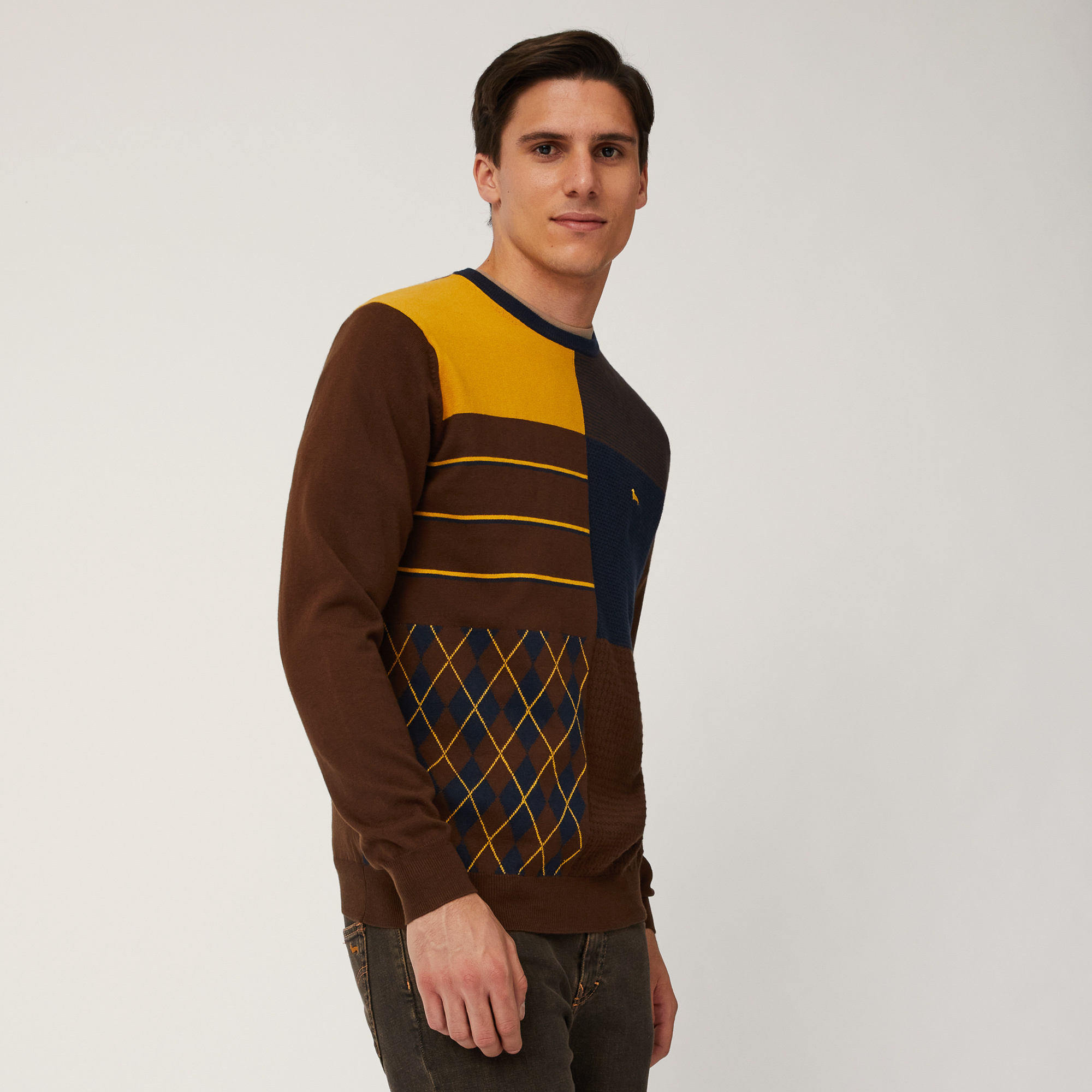 Pullover with a Mix of Workmanship, Brown, large image number 0