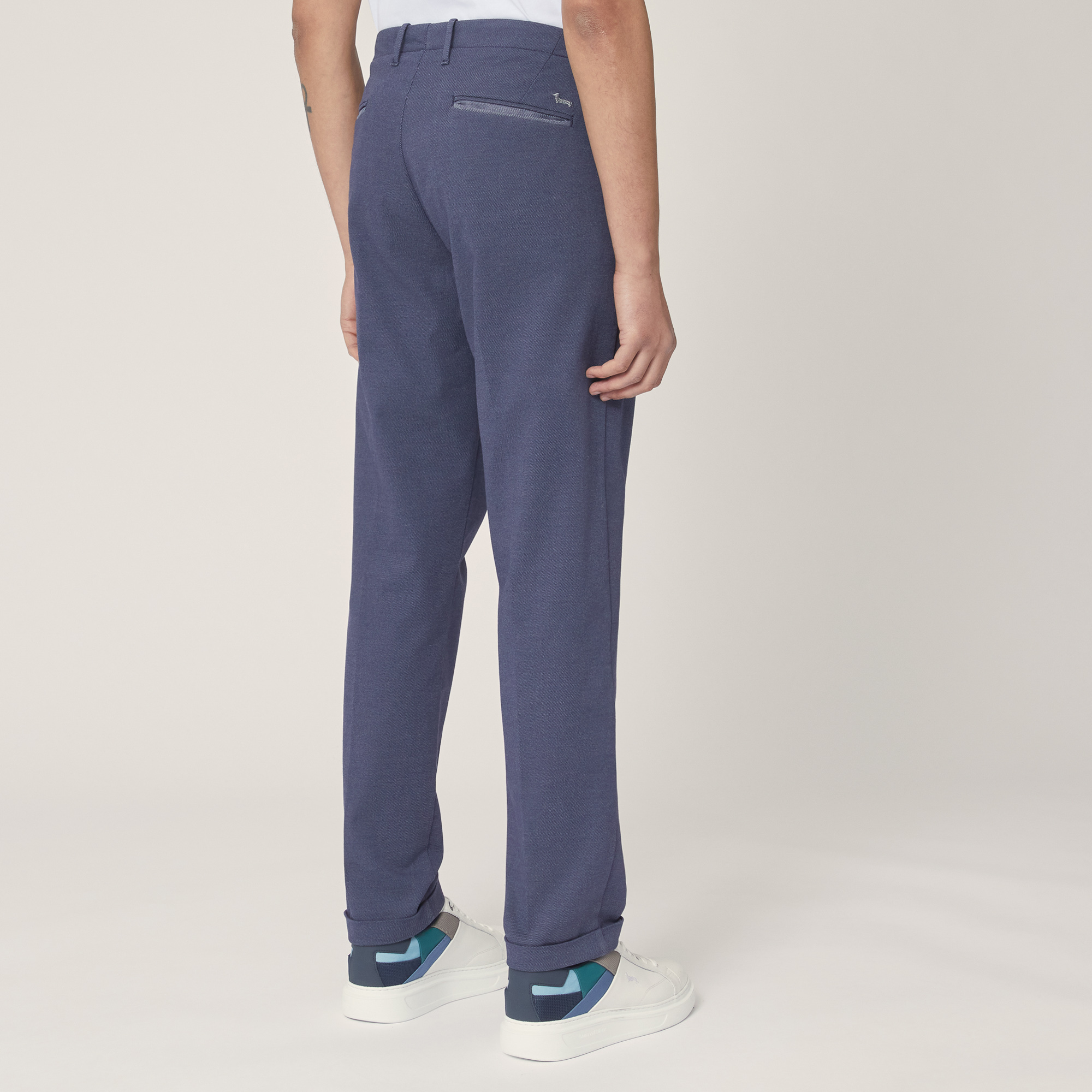 Chino Pants with Pleats, Blu, large image number 1