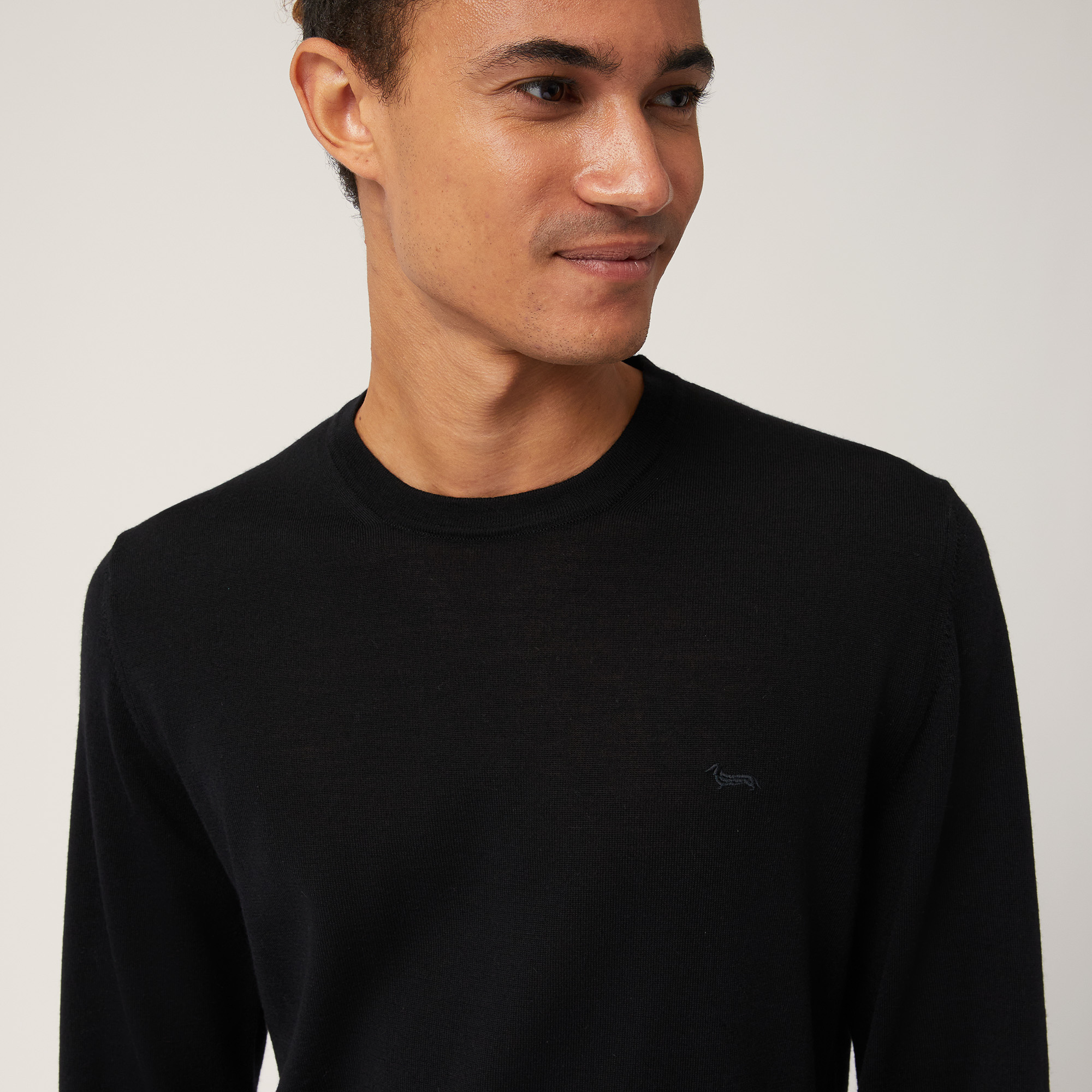 Wool Long-Sleeved Sweater, Black , large image number 2