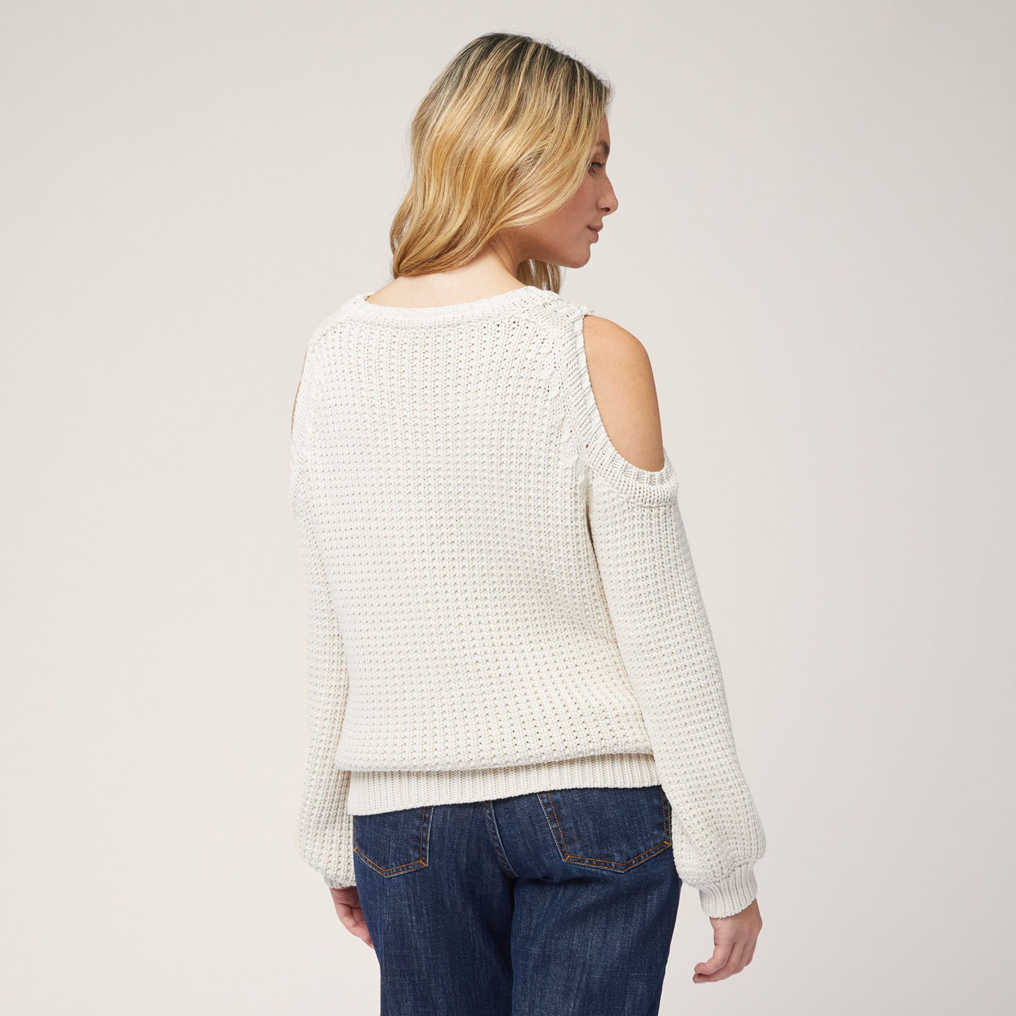 Sweater with Shoulder Openings, Beige, large image number 1