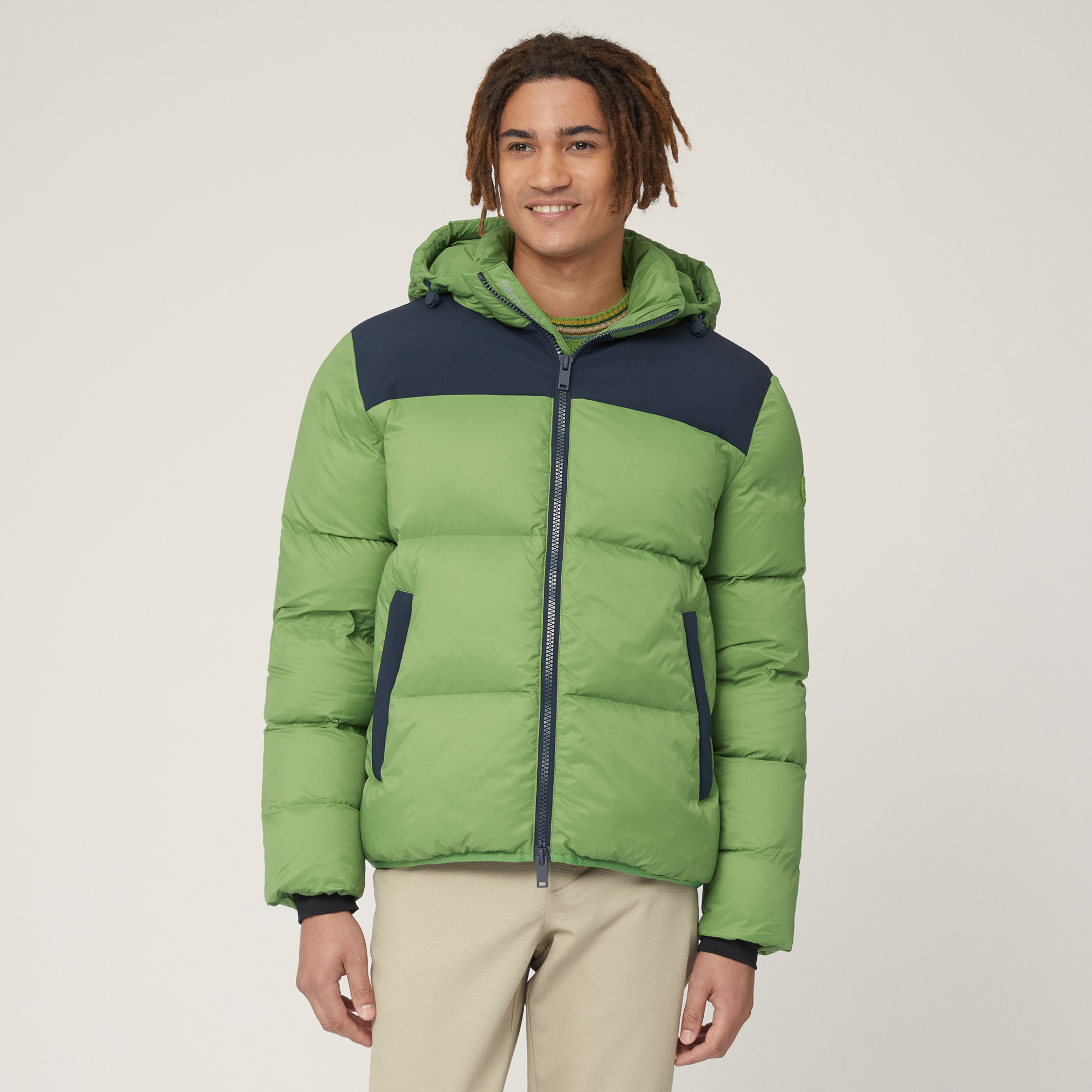 Bomber Con Contrasti, Verde, large