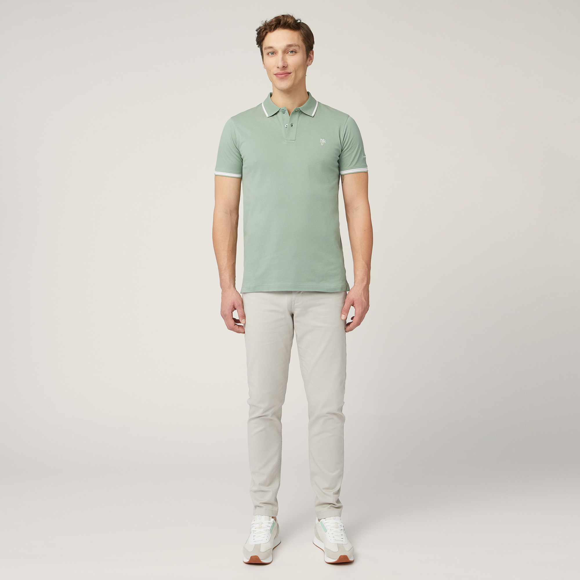 Polo with Contrasting Stripes, Moss Green, large image number 3