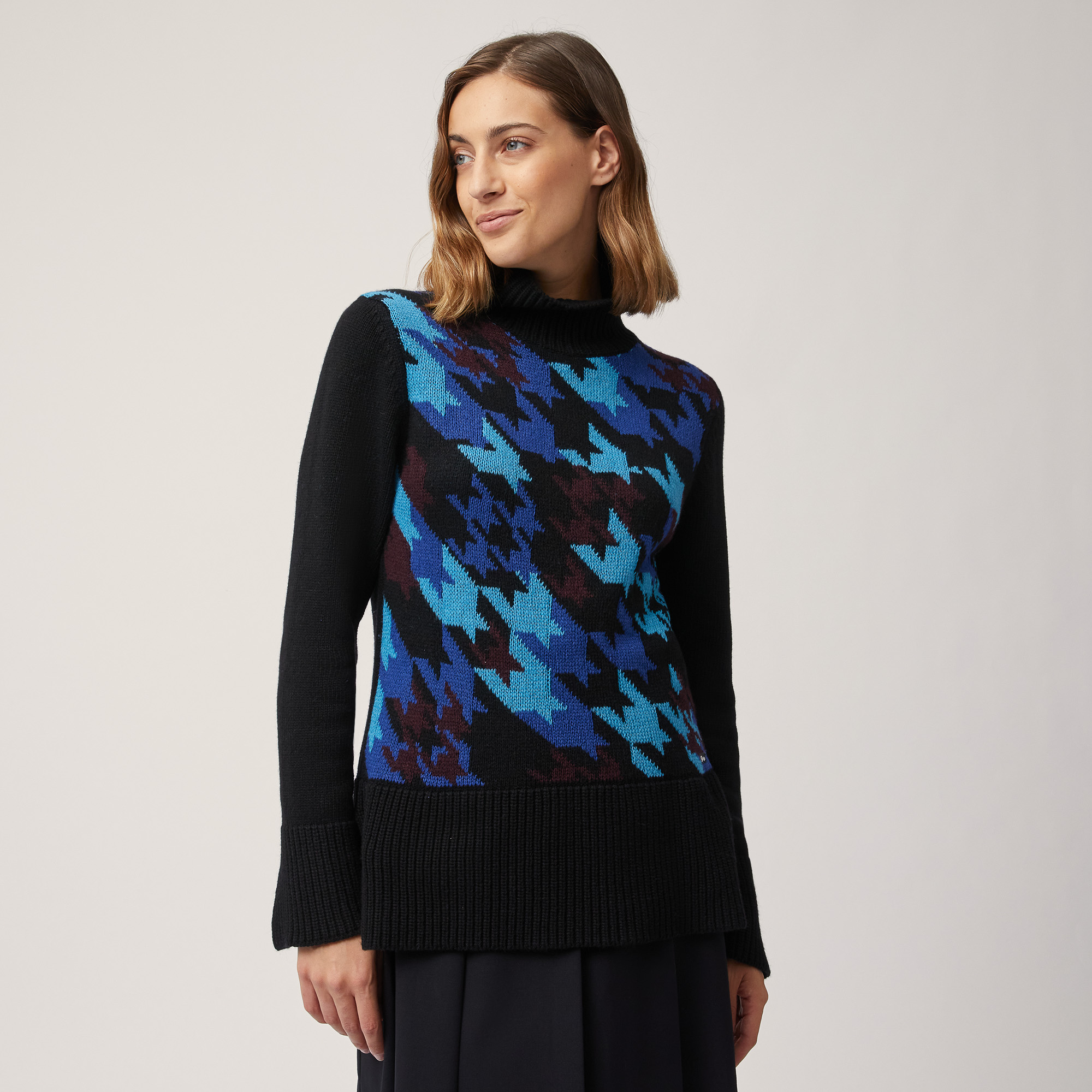 Jacquard Houndstooth Sweater