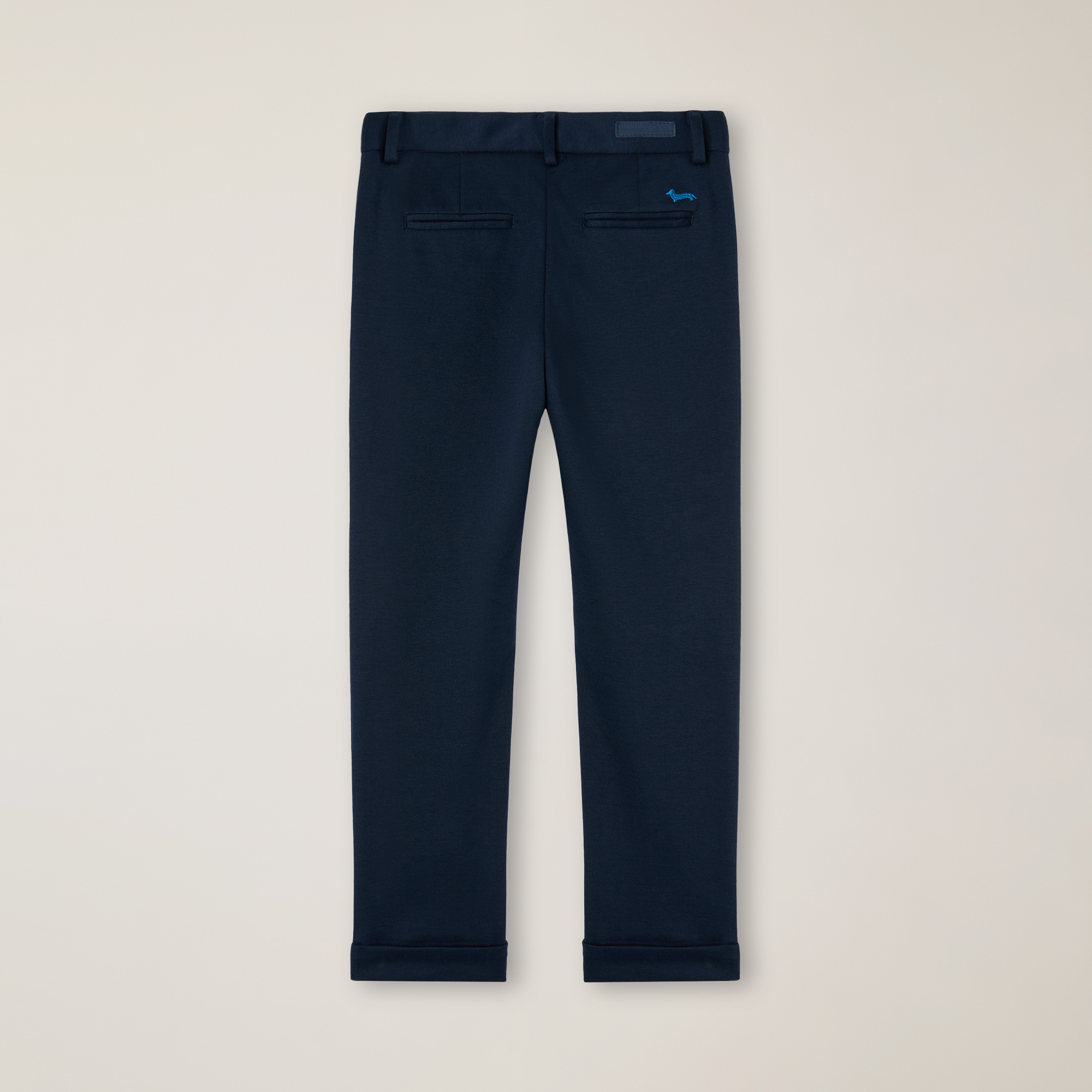 Knitted Pants With Logo Embroidery, Classic Cut And A Slash Pocket, Navy Blue, large image number 1