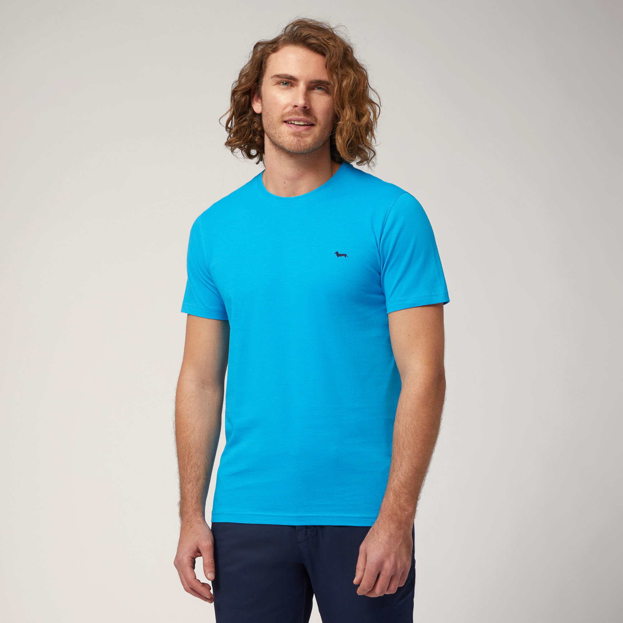T-shirt Avec Logo Contrastant, Azur, large