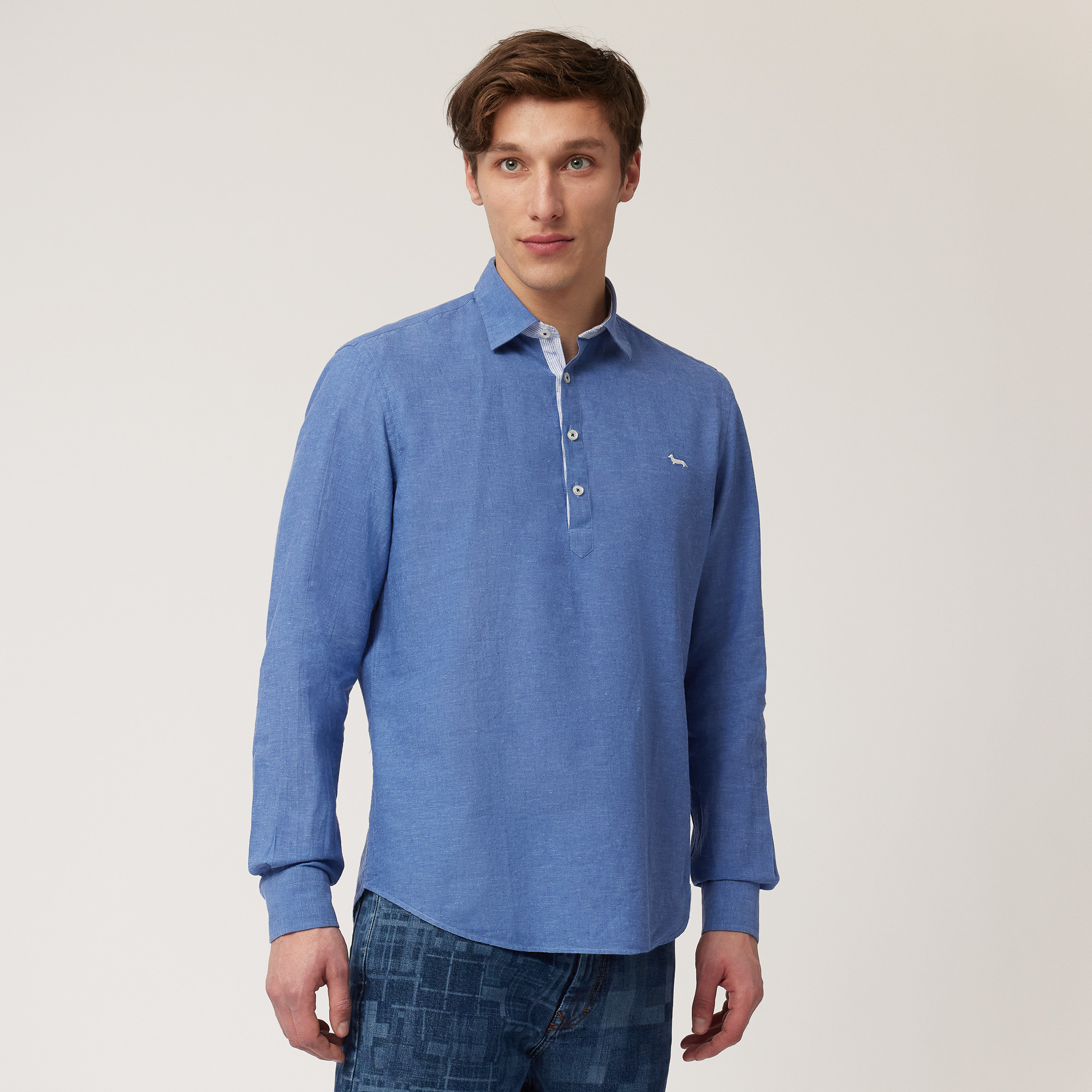 Long-Sleeved Shirt-Style Polo, Dark Lavender, large image number 0