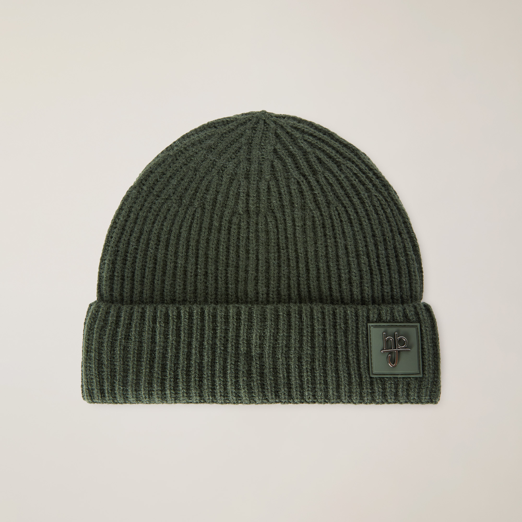 Ribbed Beanie with Patch, Green, large image number 0