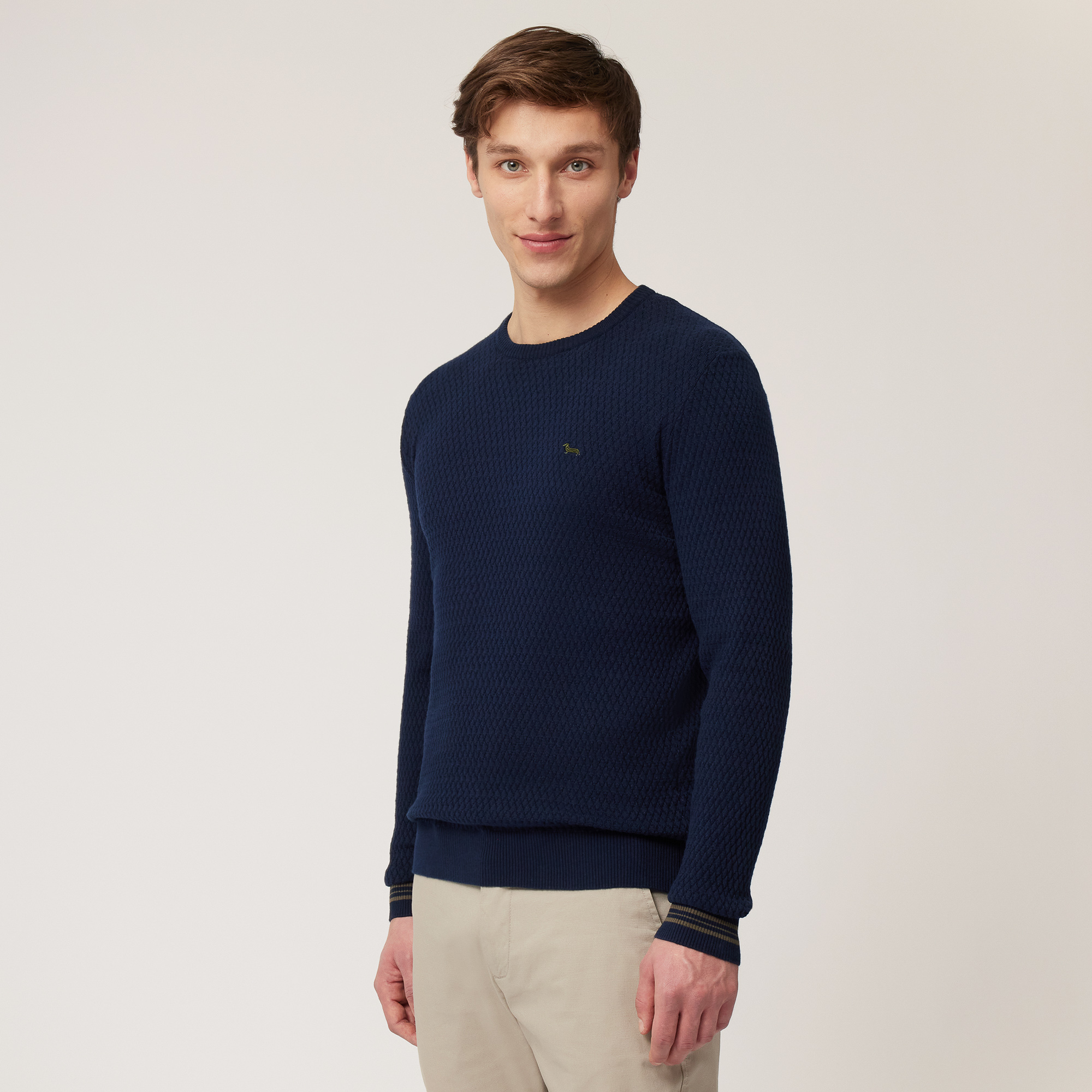 Pullover Con Ricamo Bassotto, Blu Navy, large