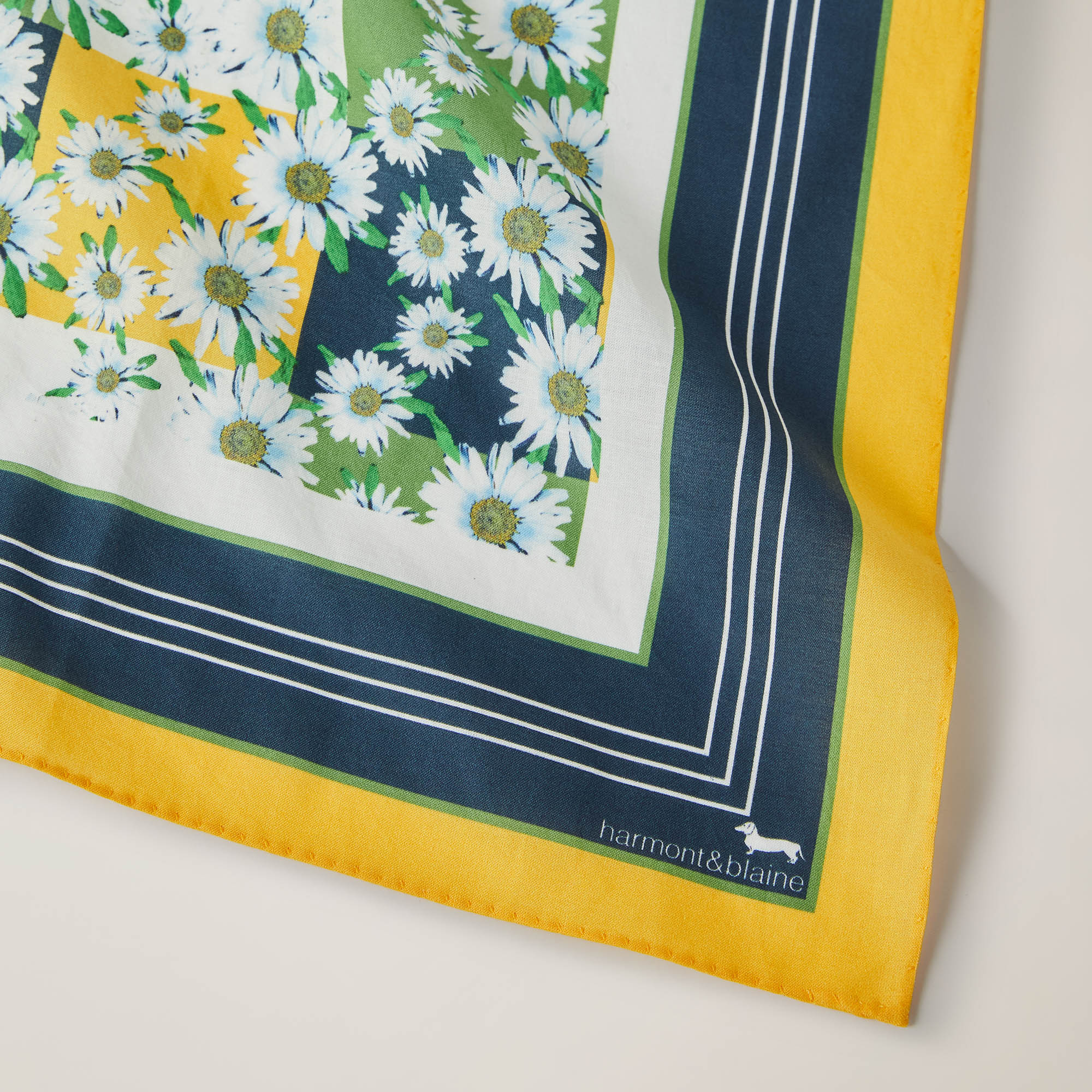 Bandana with Squares and Daisies, Canary Yellow, large image number 1