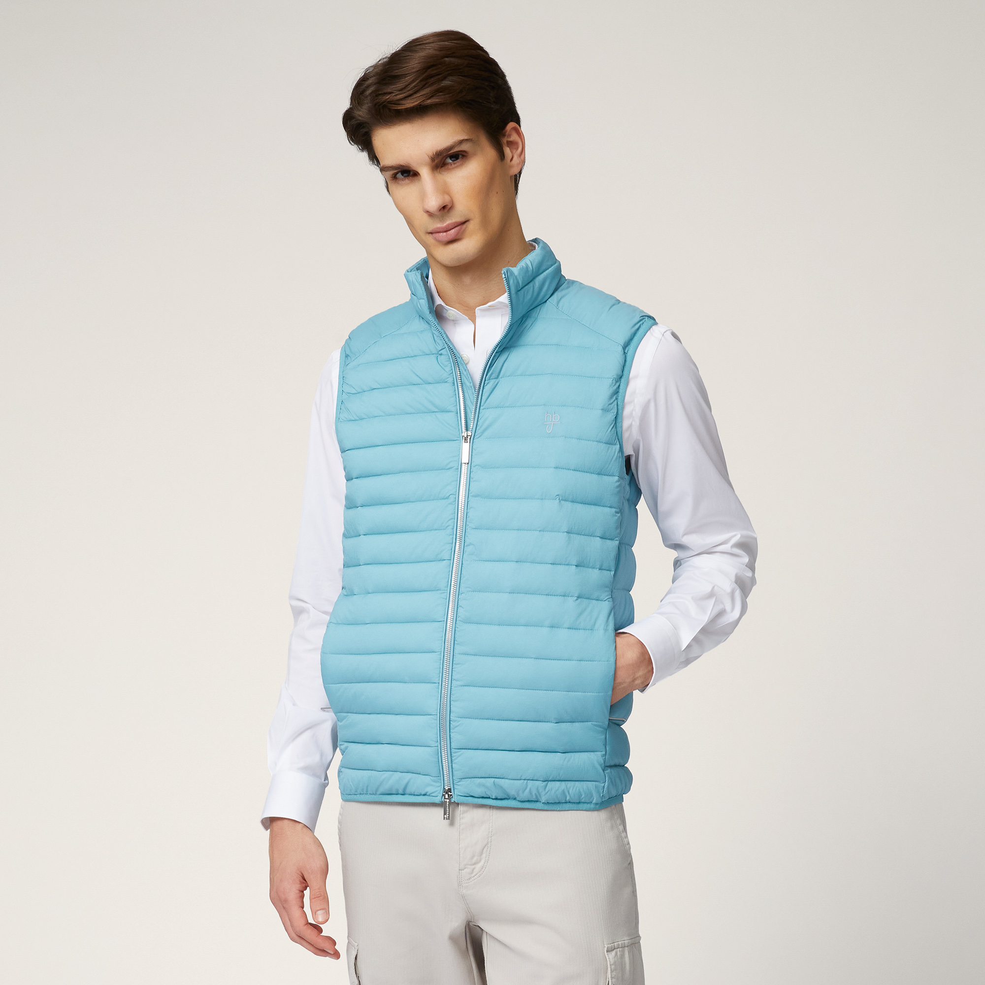 Gilet In Nylon Trapuntato, Verde Pavone, large image number 0