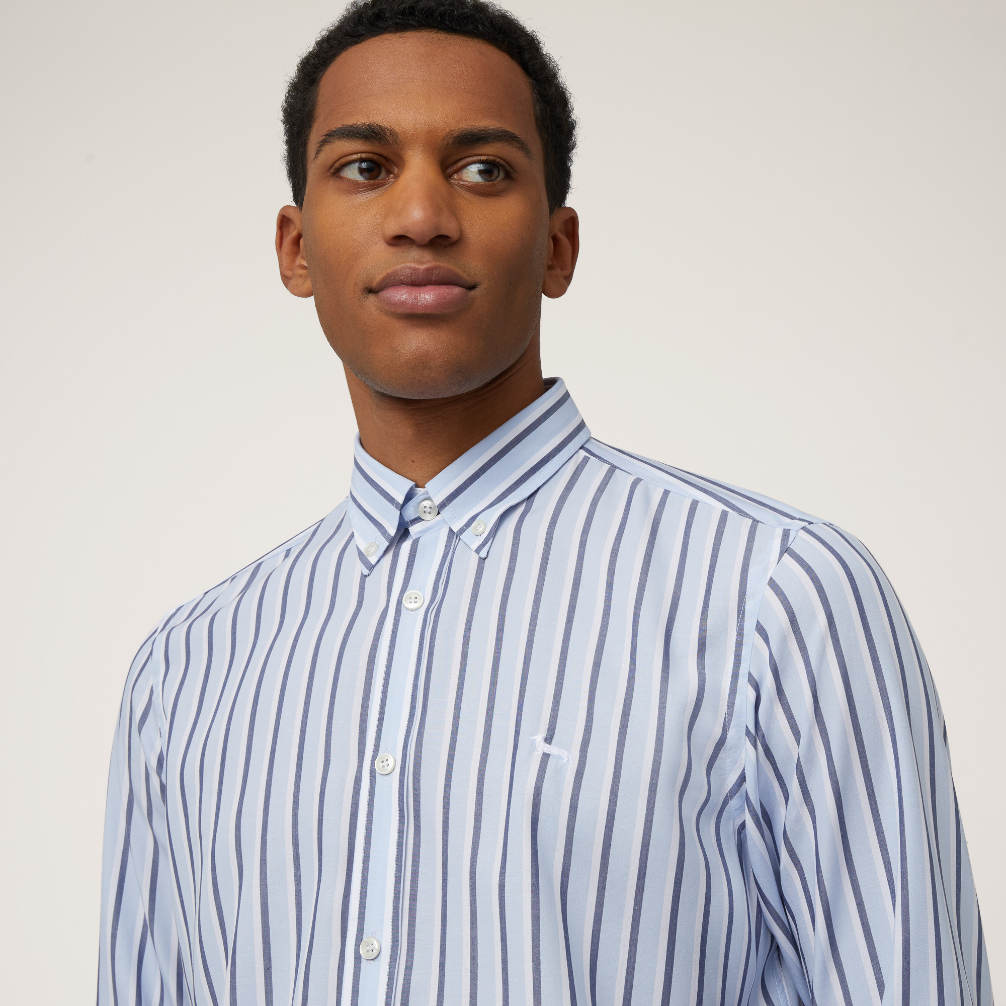 Lyocell Stripe Shirt, Light Blue, large image number 2