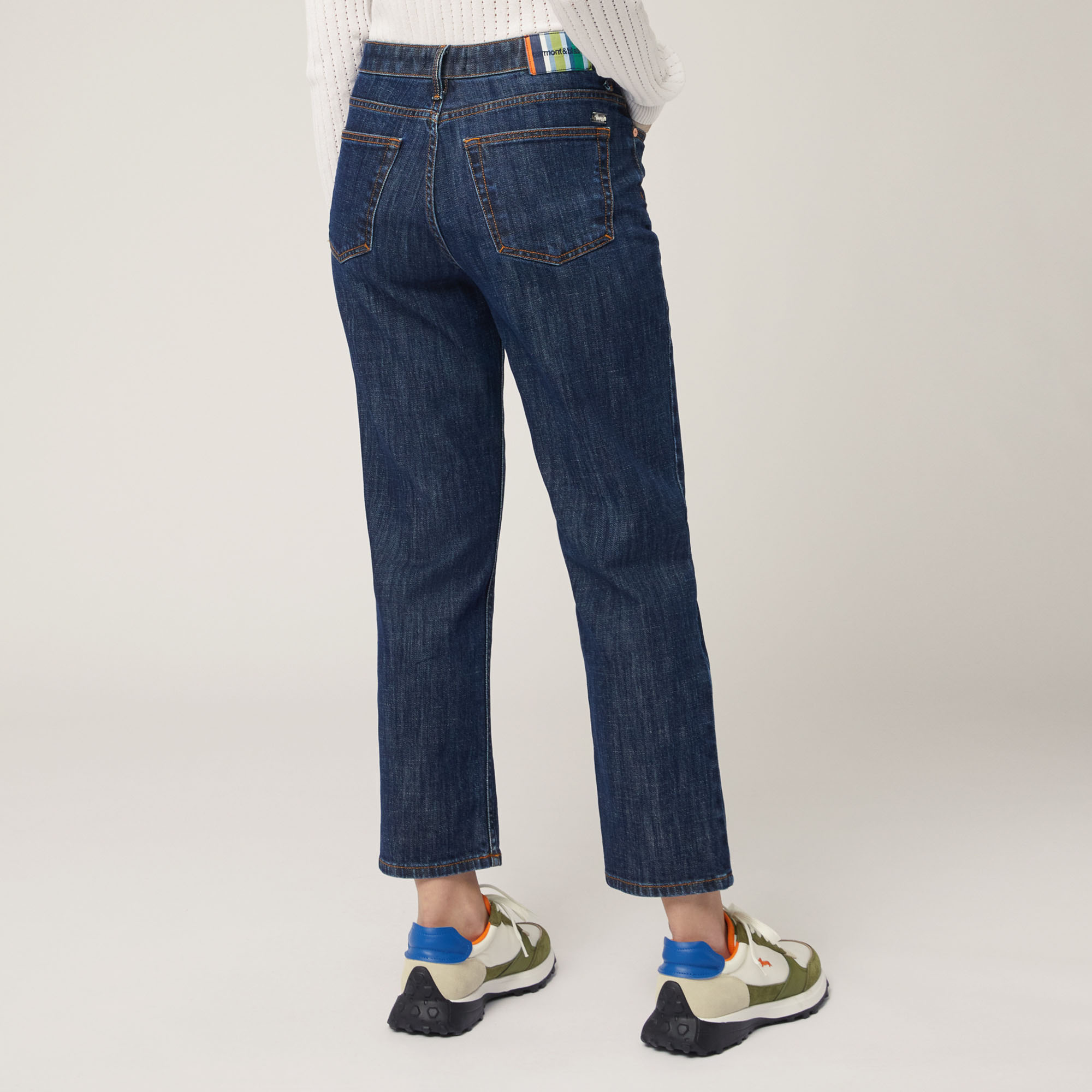 Denim Trousers with Striped Label, Blue, large image number 1