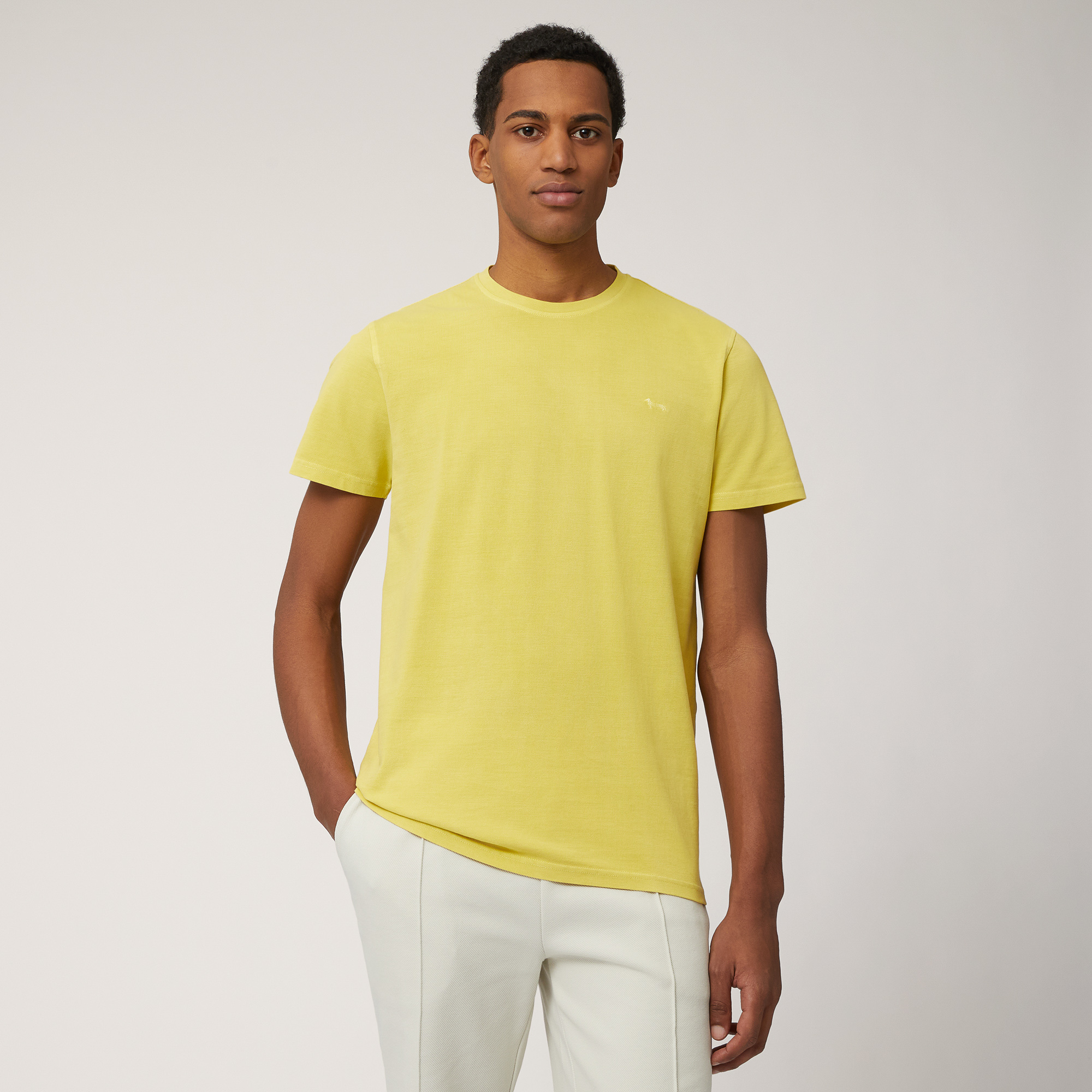 Cotton Crew-Neck T-Shirt, Lime Green, large image number 0