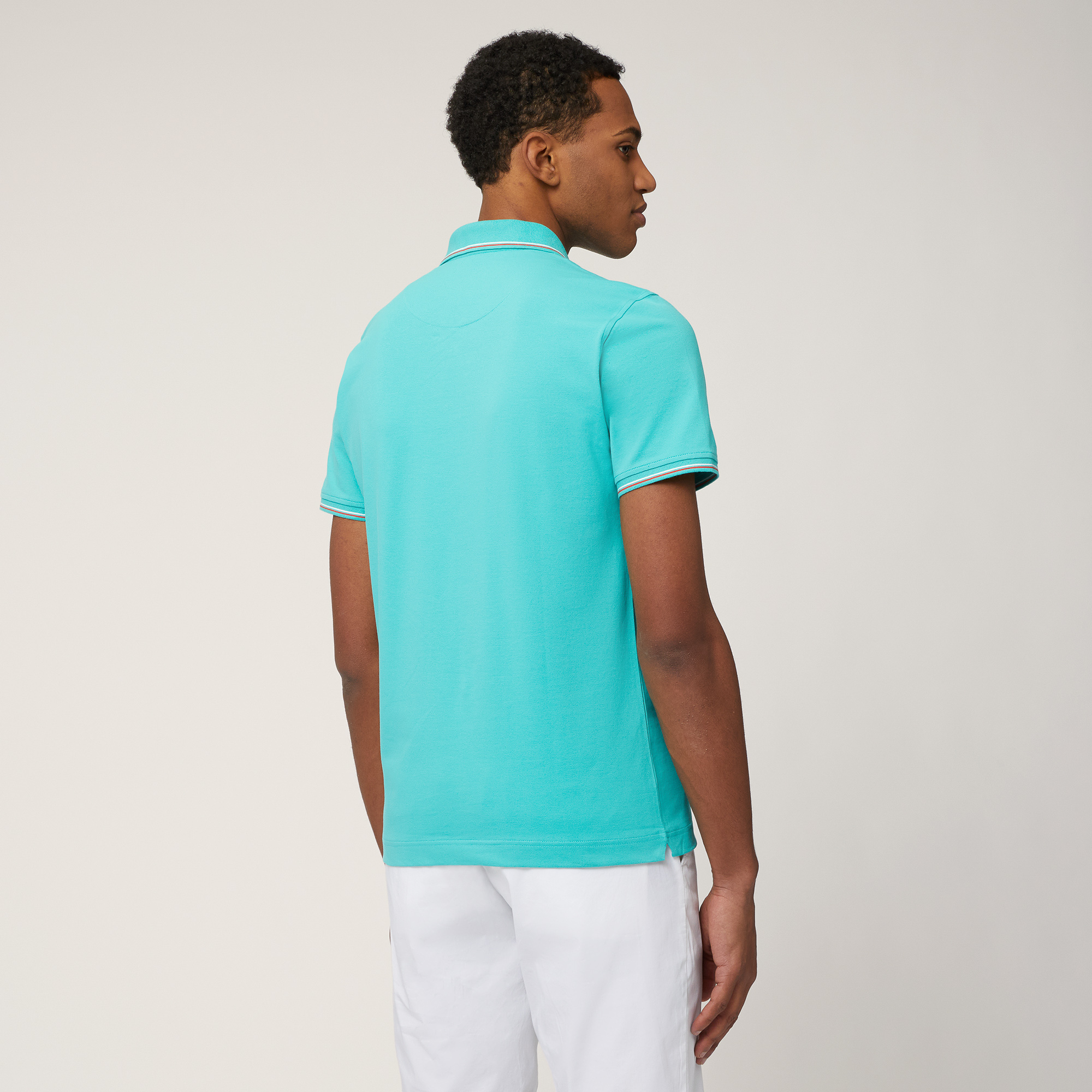 Polo with Striped Details, Turquoise, large image number 1