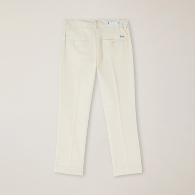 Pantalón en mezcla de lino con bolsillo diagonal, Blanco lechoso, large image number 1