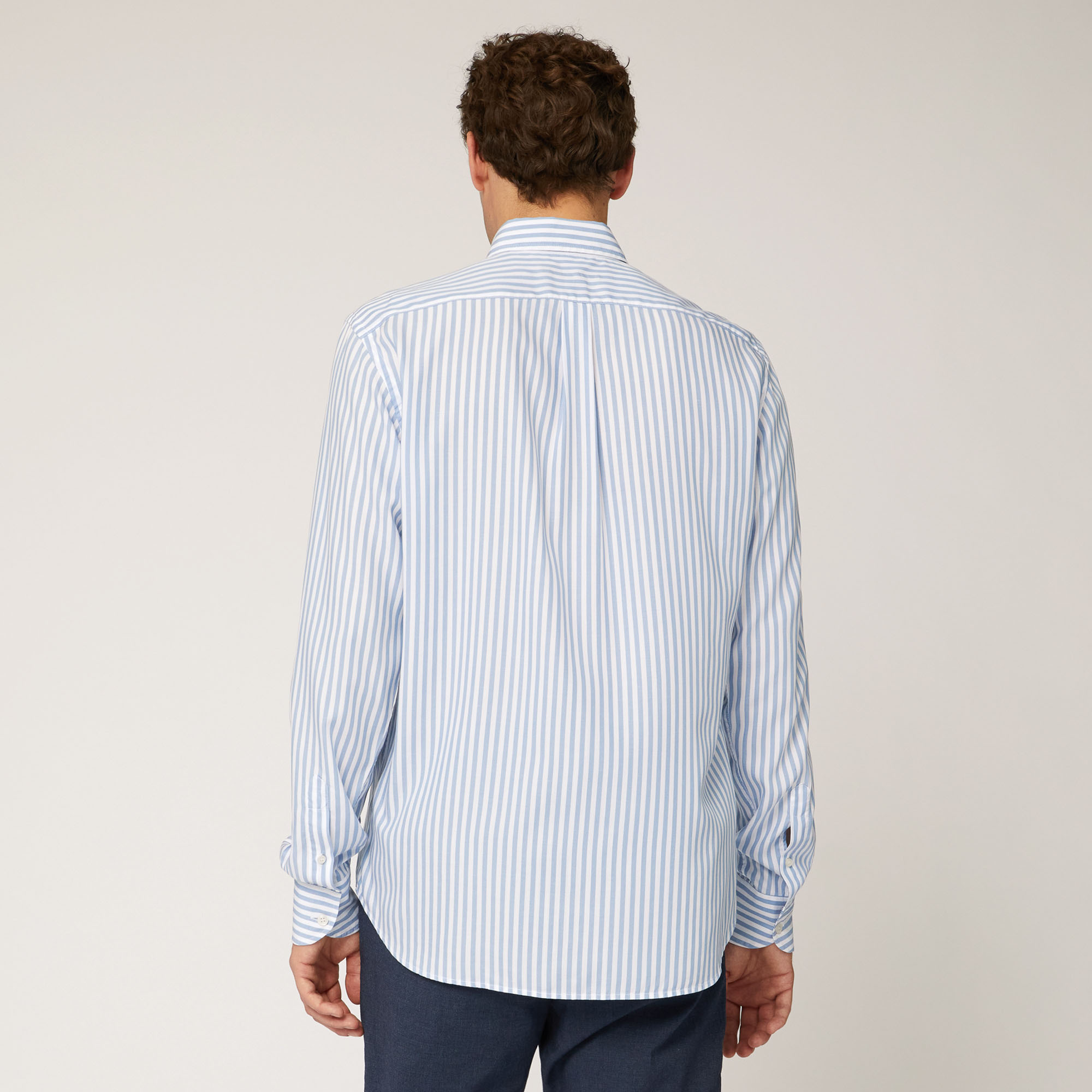 Pale Blue Stripe Tencel Fabric